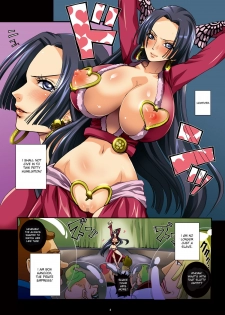 (COMIC1☆4) [Abalone Soft (Modaetei Imojirou)] Dorei Jotei Jakan Manaita Strip SHOW! | Slave Empress Snake Rape Strip Show (One Piece) [English] [desudesu] - page 4
