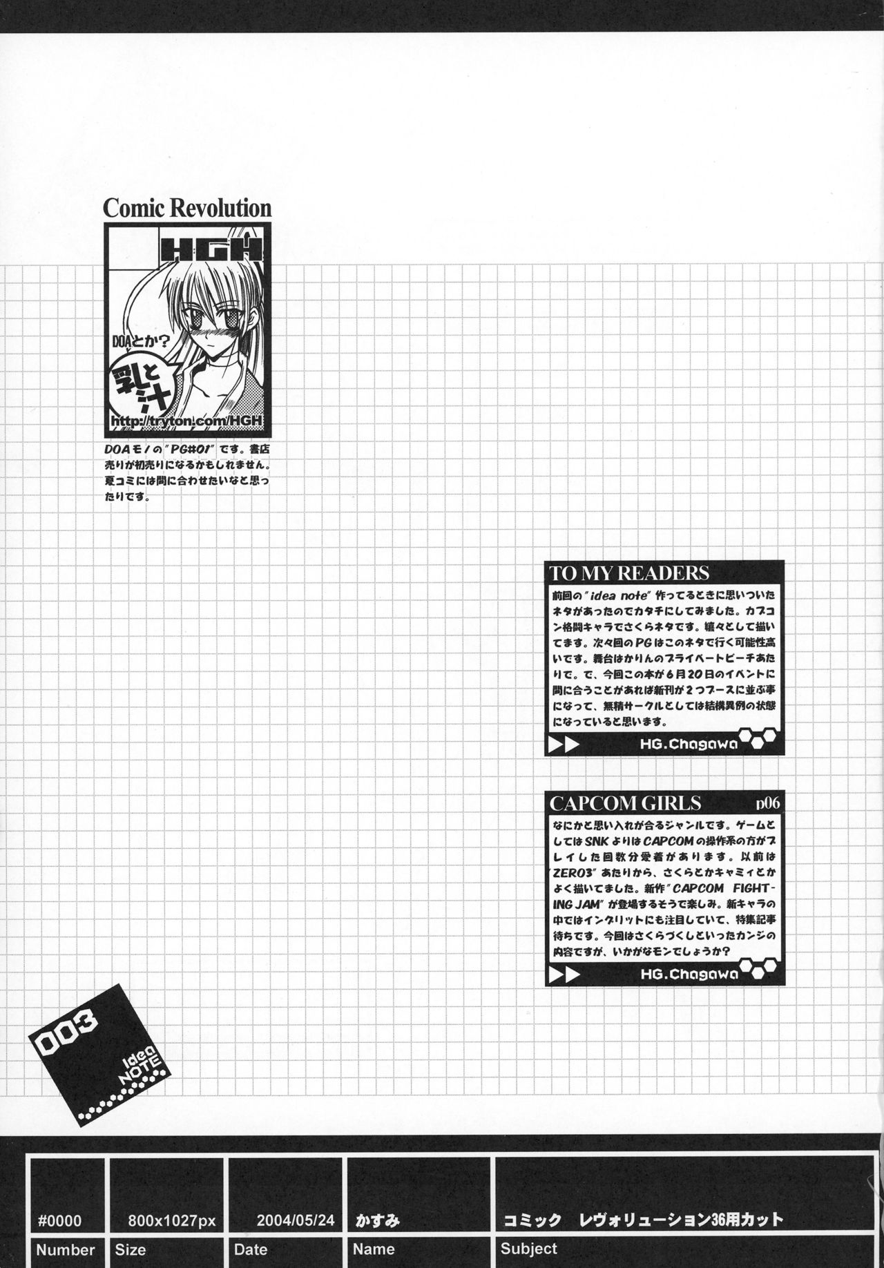 (SC24) [HGH (HG Chagawa)] Idea NOTE #04 (Street Fighter) page 3 full