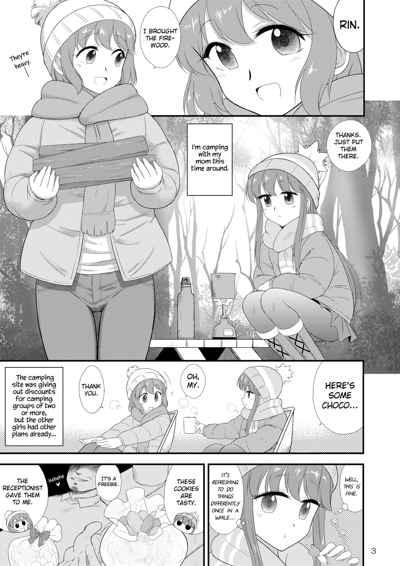 [BLACK DOG (Kuroinu Juu)] Haha to Musume to Donburi Camp (Yuru Camp) [English] {Hennojin} [Digital] page 3 full