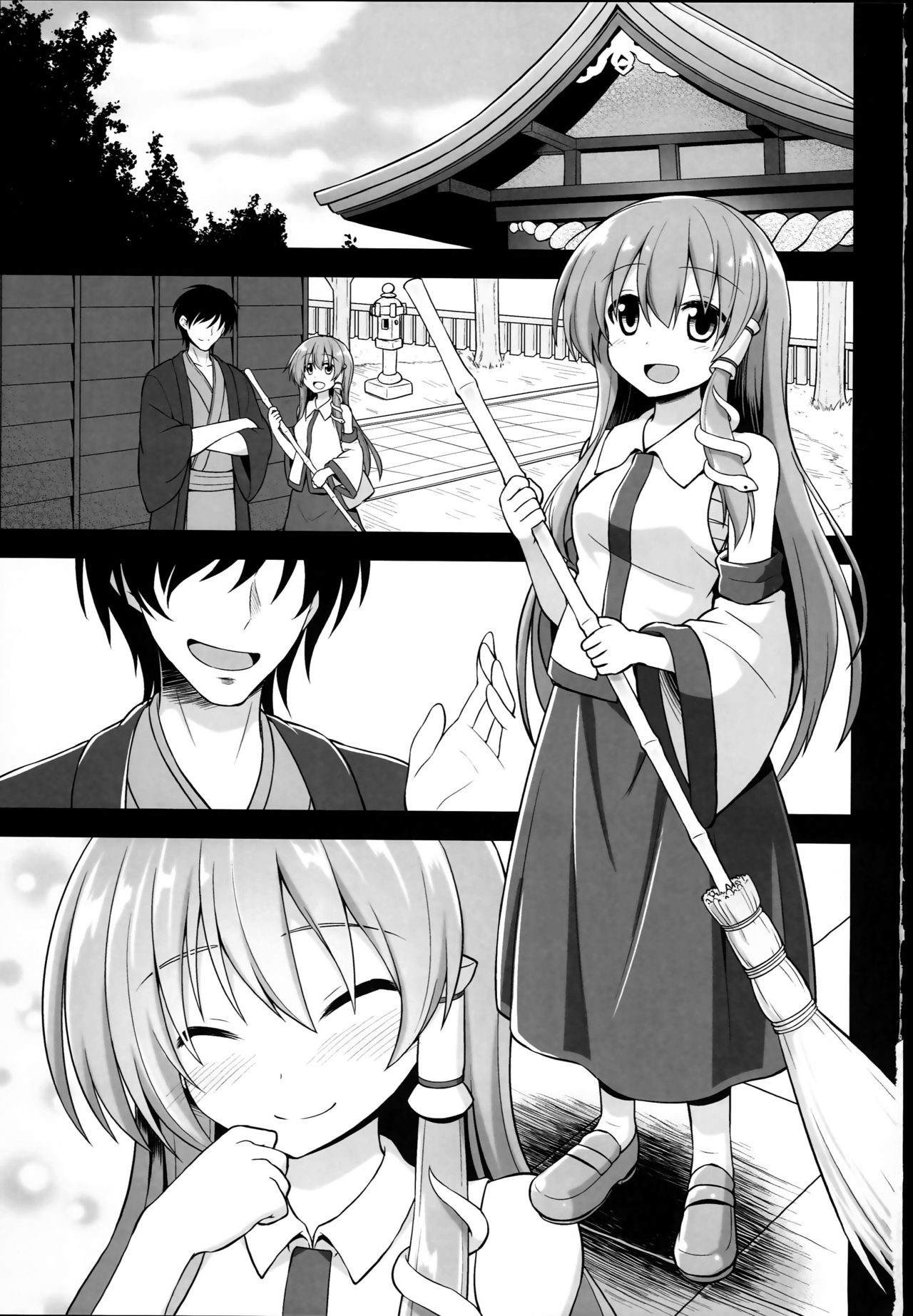 (C93) [Akuten Soushin (Kokutou Nikke)] Shinkou no Tame ni Sanae-san ga Shokushu de Muriyari Kaihatsu Sareru Moriya Jinja (Touhou Project) [English] [TreePerception] page 3 full
