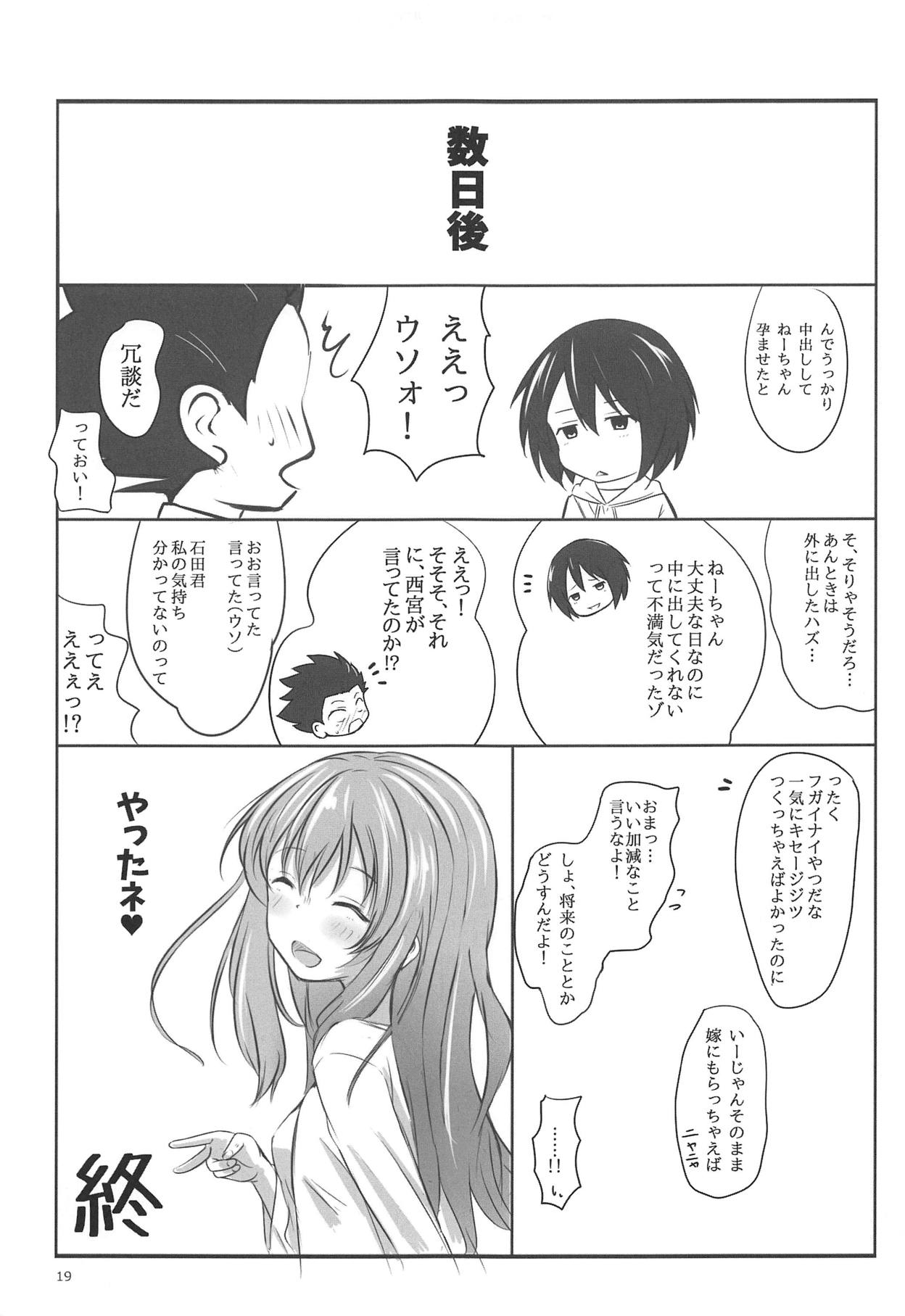 (C91) [Omocha Kaden (Beni Bana)] Shoutan to Shoutan (Koe no Katachi) page 17 full