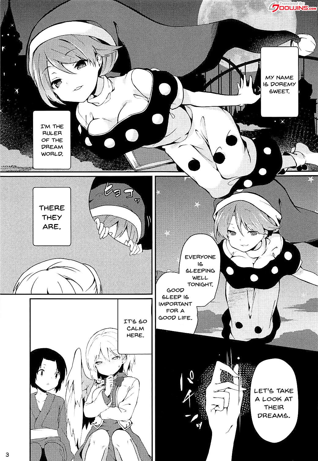 (Reitaisai 15) [Tetsu no Otoshigo (Chirorian)] Doremy-san to Boku no Tousou Yume | Doramy-san And My Escape Dream (Touhou Project) [English] {Doujins.com} page 2 full