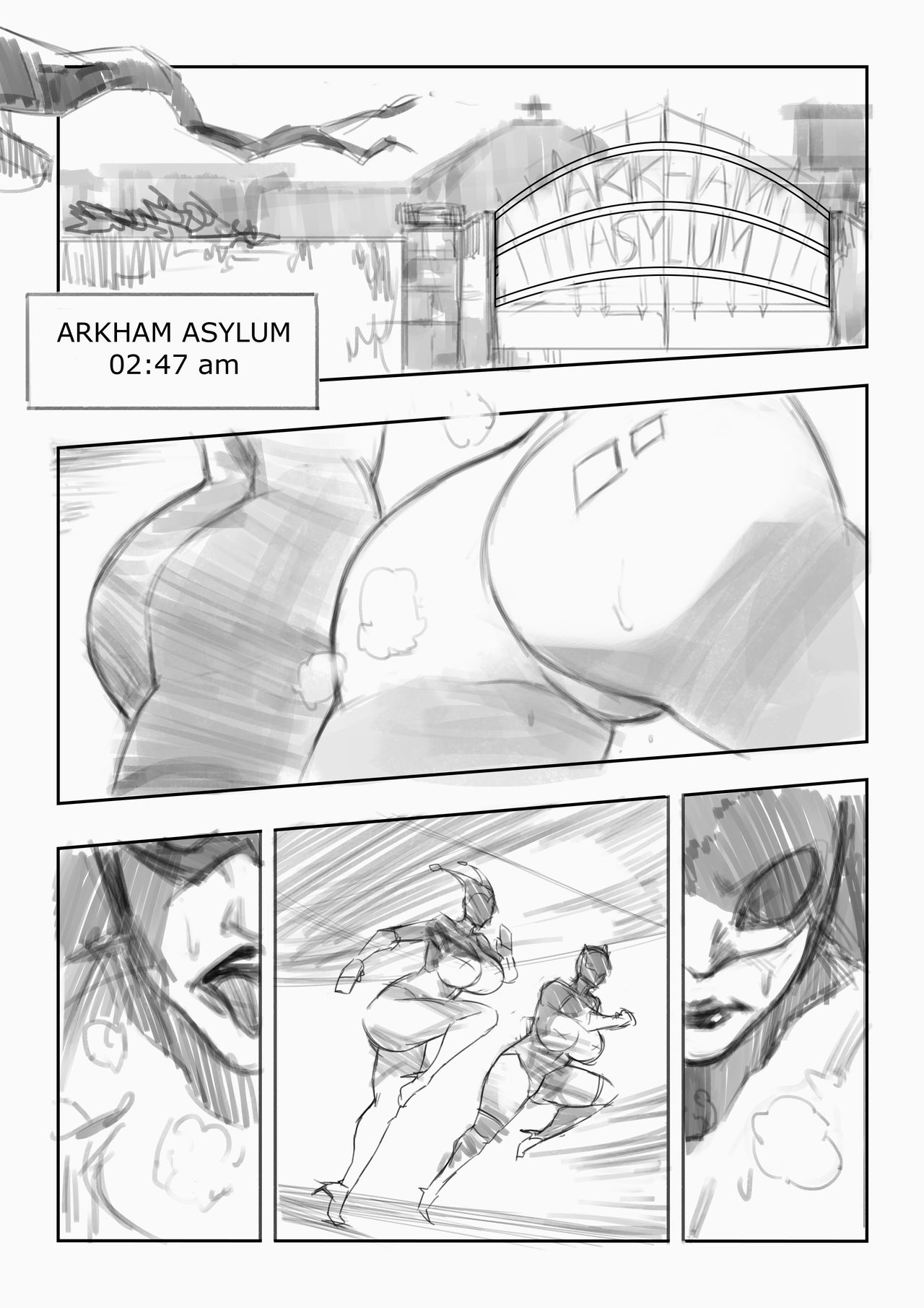 [NOVICE KING] Catwoman and Quinn doujin sketch (Batman) [English] page 2 full