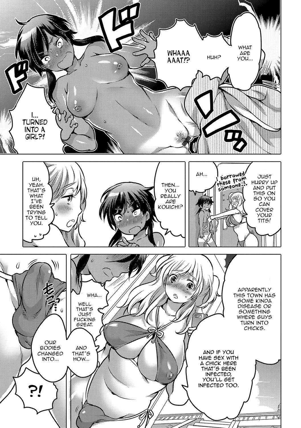 [Inochi Wazuka] Noroi no Mesuka Kaigan | The Cursed, Female Transformation Beach (Nyotaika! Monogatari 4) [English] [Zero Translations] [Digital] page 7 full