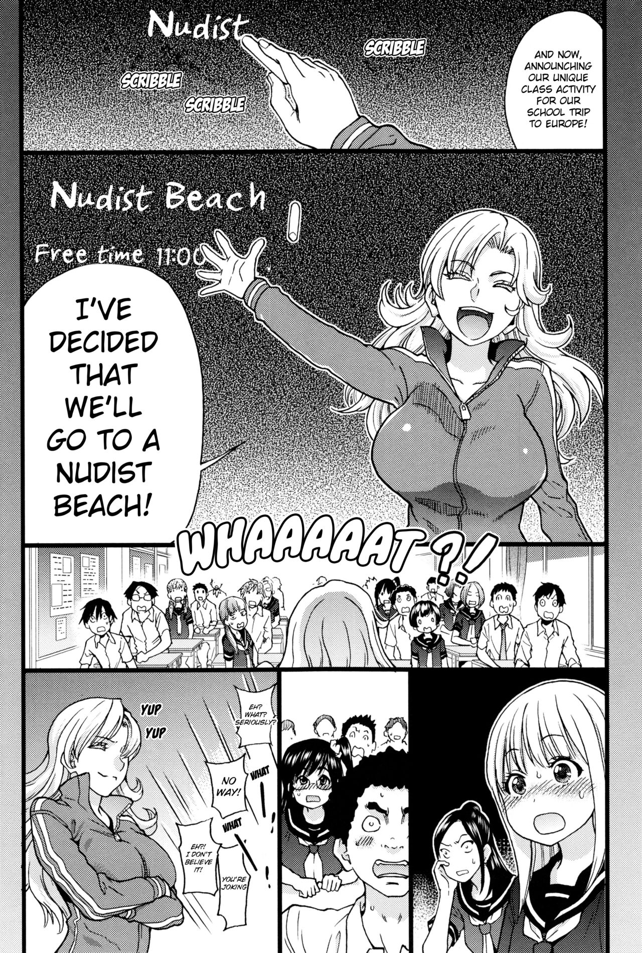 [Shiwasu no Okina] Nudist Beach ni Syuugaku Ryokoude!! - In school trip to the nudist beach!! [English] [Decensored] page 11 full