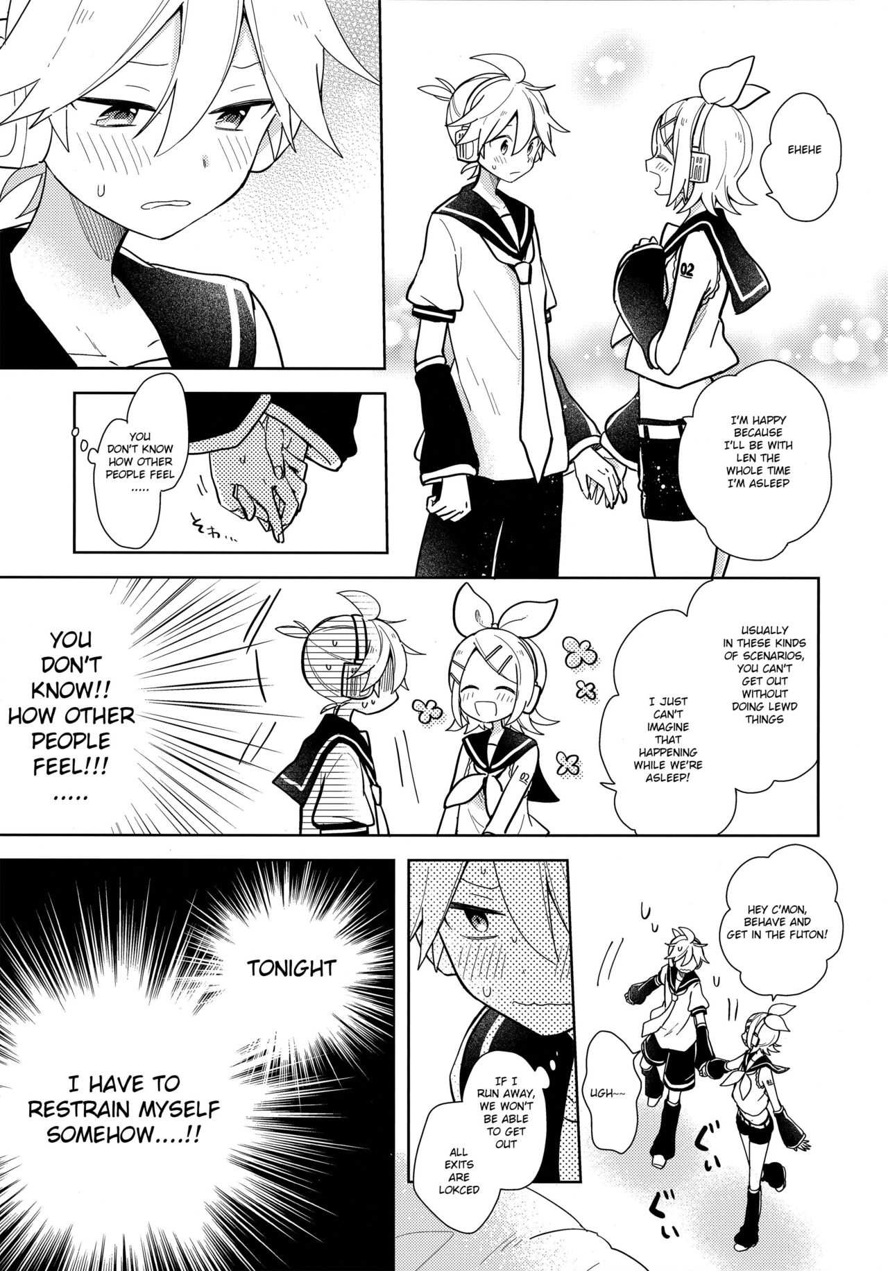 (Kagamine Kotoha!) [Wonderland (Suzumi)] Issho no Ofuton de Nenai to Derarenai Heya [Seijin Mukai] (VOCALOID) [English] page 4 full