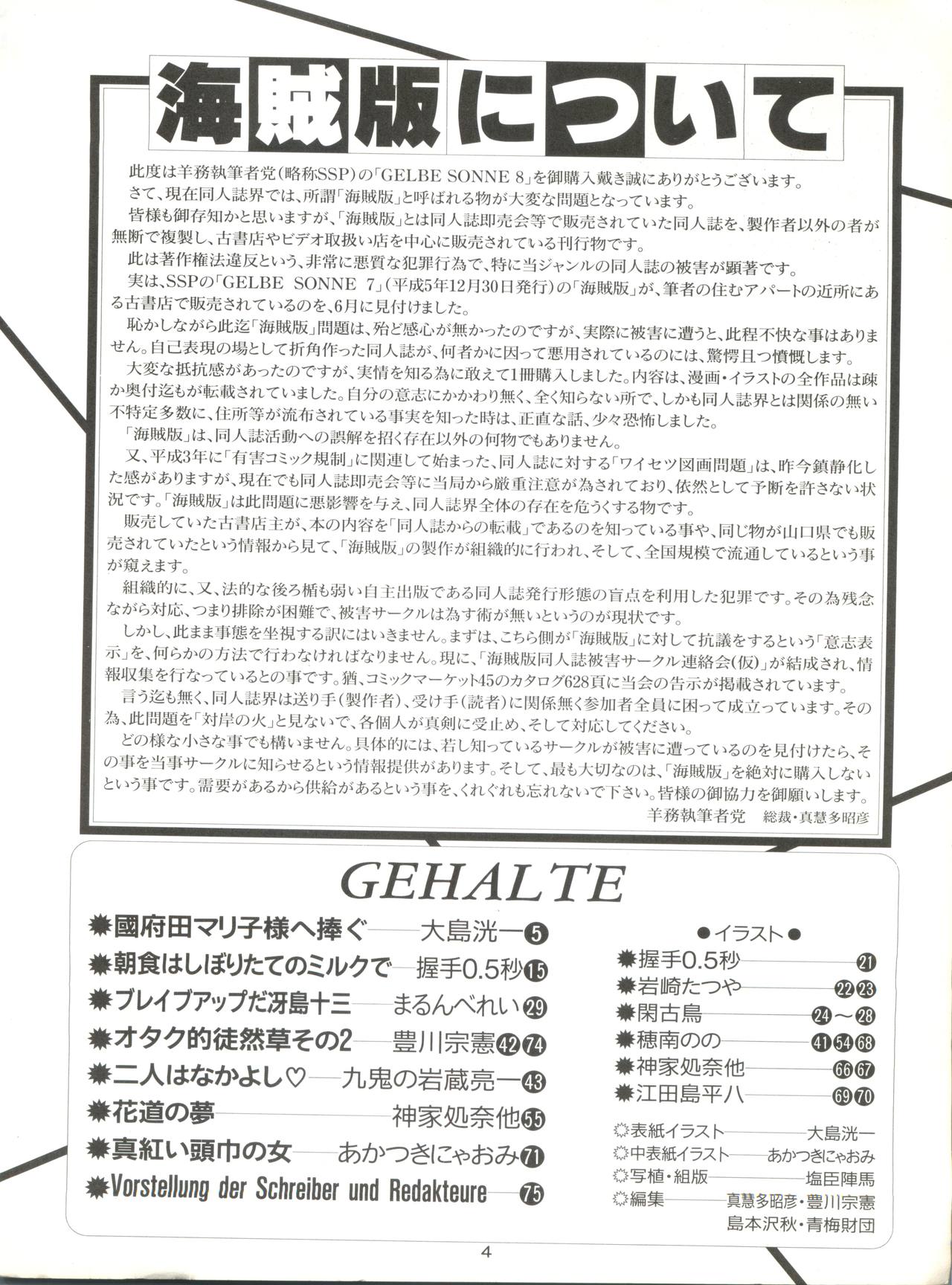 (C46) [Youmu Shippitsusha Tou (Ohsima Kouichi, Akusyu 0.5 Second, Marun Berei)] Gelbe Sónne 8 (よろず) page 3 full