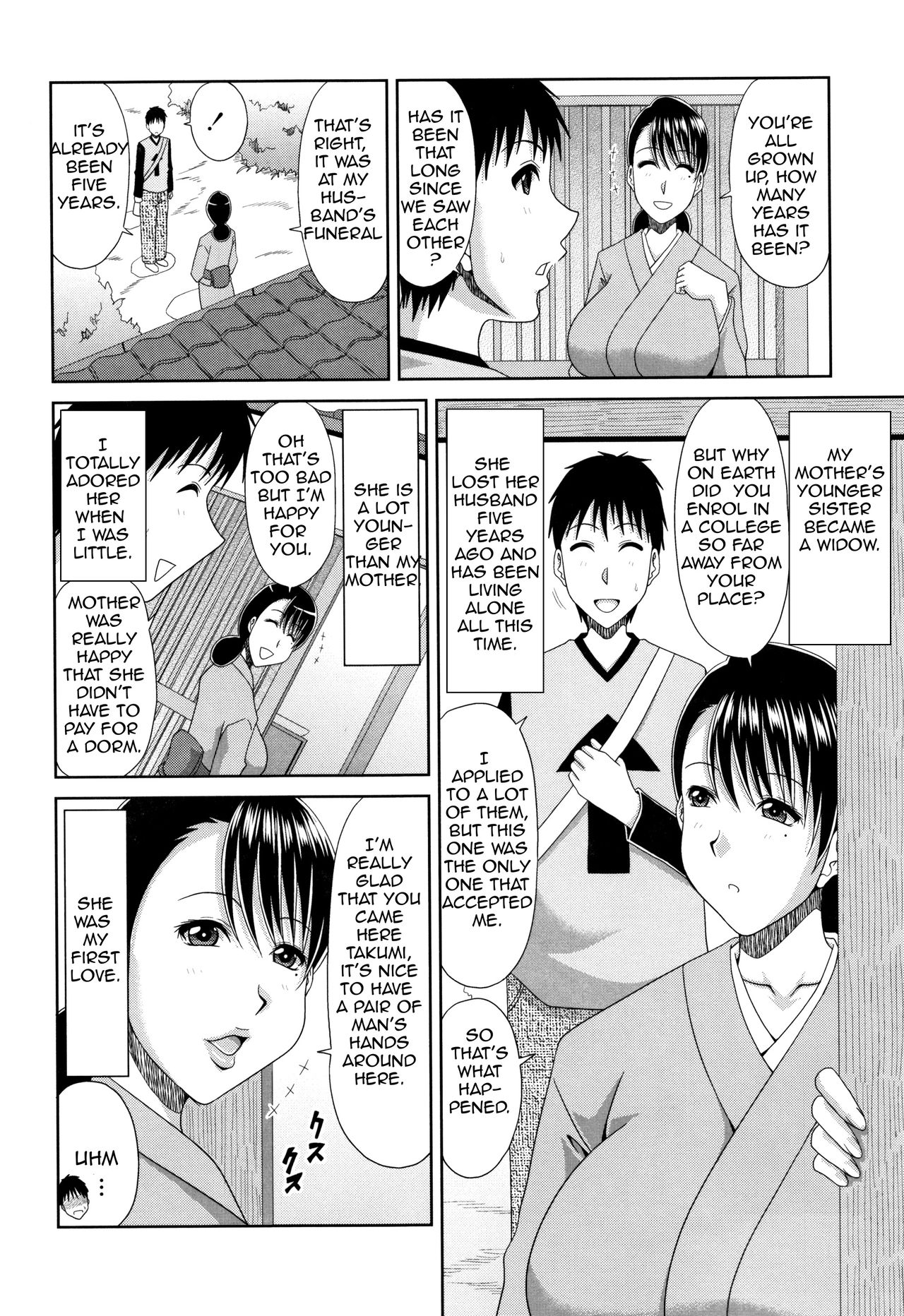 [Kai Hiroyuki] Hannari Miboujin | Elegant Widow (Hannari Otona Kyouiku)[English][Amoskandy] page 2 full