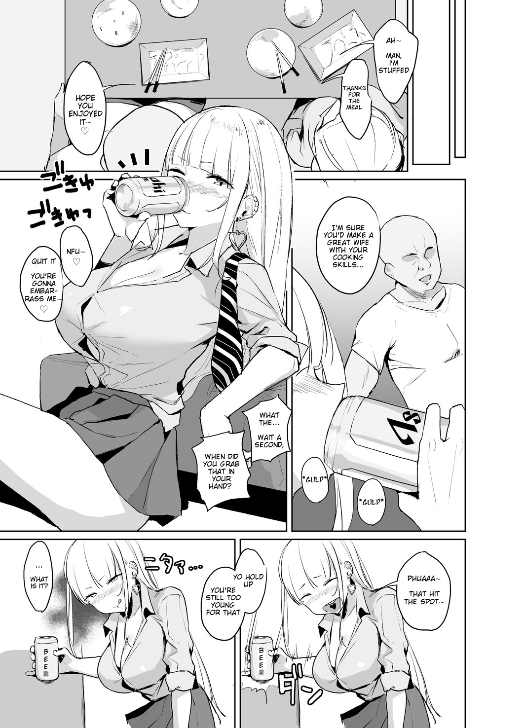 [EROTOMANIA (Nanae)] Ecchi na Gal JK ga Kyokon Zetsurin Oji-san to Pakoru Yatsu. [English] [Nisor] [Digital] page 4 full