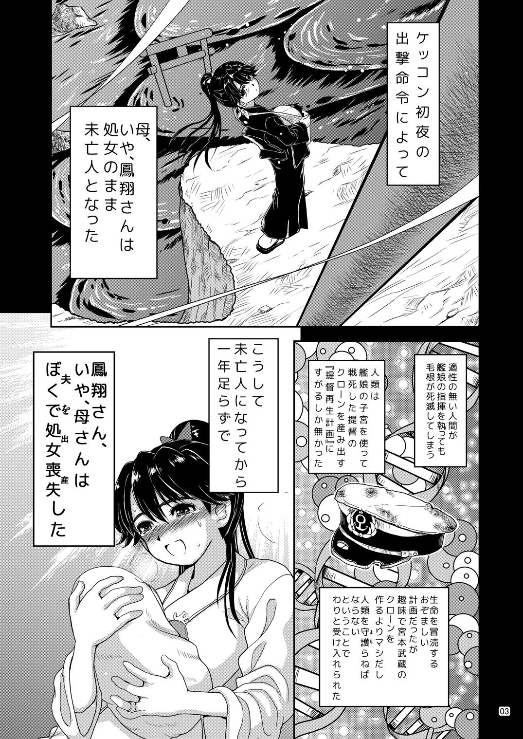 [Senbon Knock Zadankai (Inaba Fuyuki)] Shojo no Mama Miboujin to Natta Houshou-san ga Otto no Clone o Umi, Sodate, Soshite... (Kantai Collection -KanColle-) [Digital] page 3 full