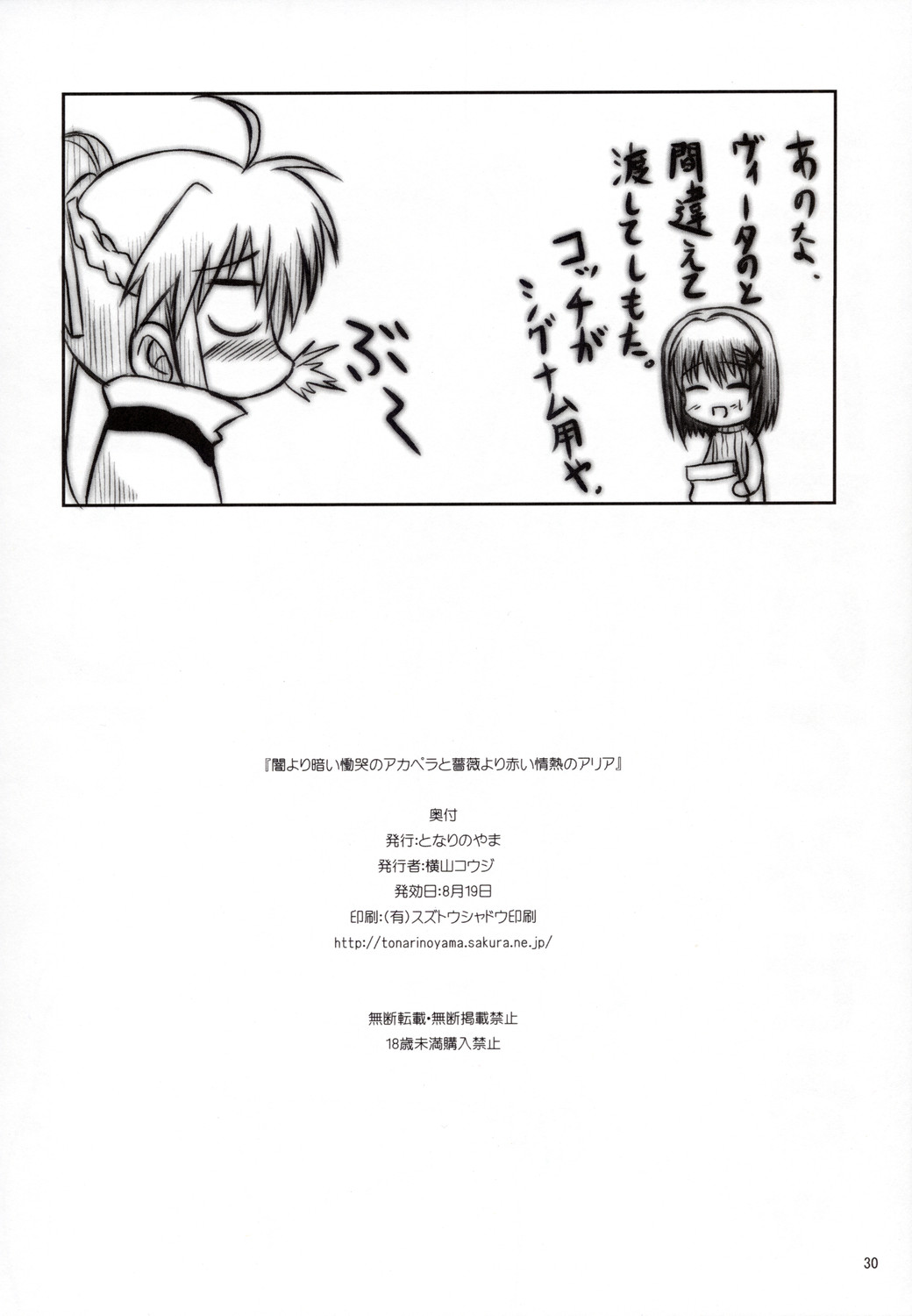 (C72) [Tonarinoyama (Yokoyama Kouji)] Yami yori Kurai Doukoku no A capella to Bara yori Akai Jounetsu no Aria (Mahou Shoujo Lyrical Nanoha) page 29 full