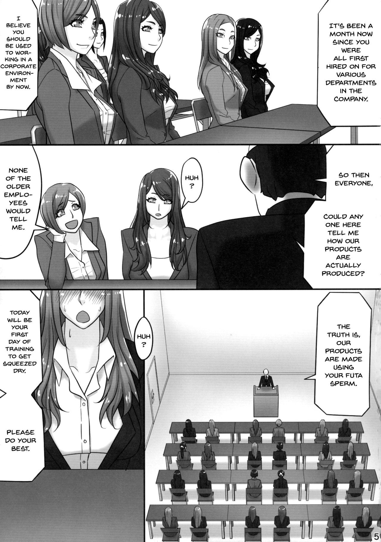 (Futaket 11.5) [anxious delusionist (berggold)] Futanari Joshi Shinnyuu Shain Kenshuu | Newhire Training [English] {Doujins.com} page 4 full