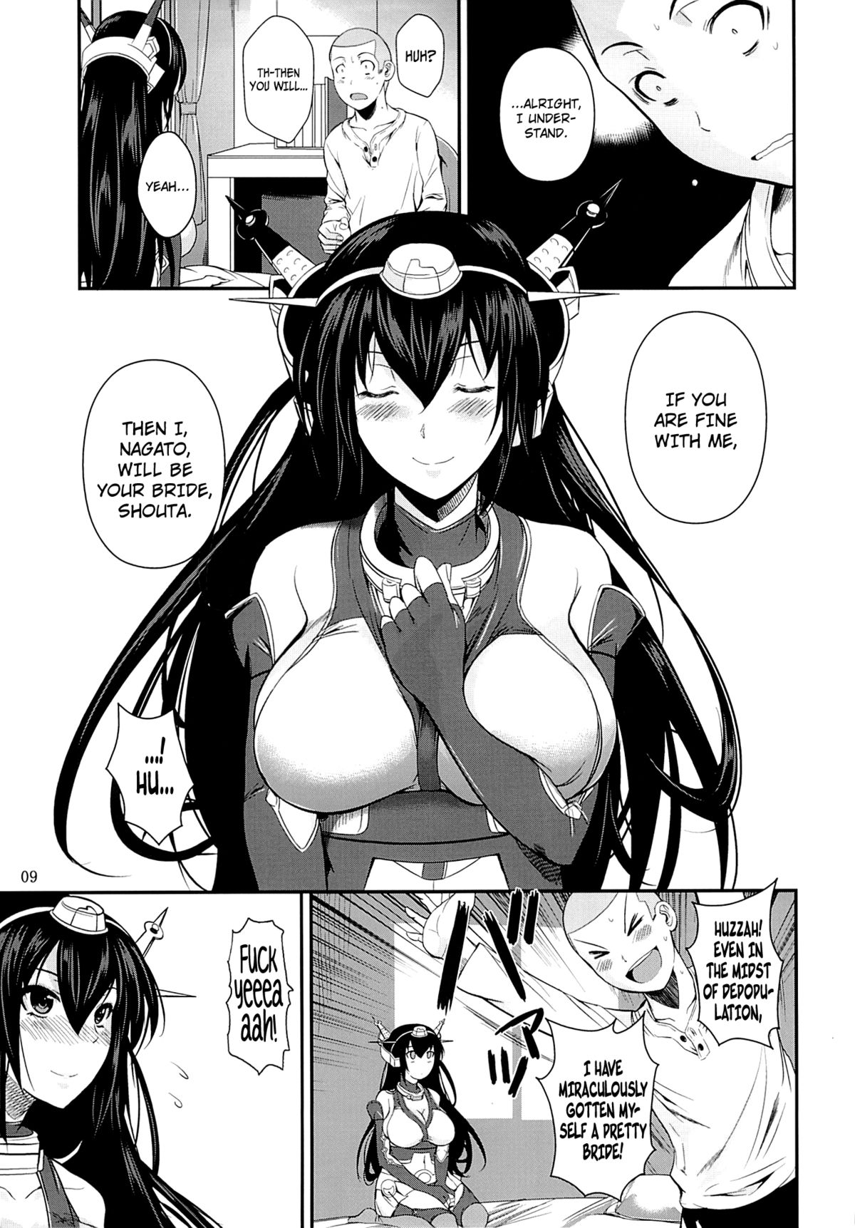 (C85) [Shoot The Moon (Fuetakishi)] Nagato Drops (Kantai Collection) [English] =TV + Afro= page 9 full