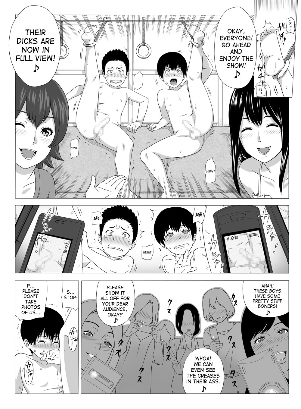[S-Soft (Koube Iori)] Kimi no Chinchin Shame rasete Densha Strip Hen | Let us take photos of your dick [English] [SaHa] [Digital] page 13 full