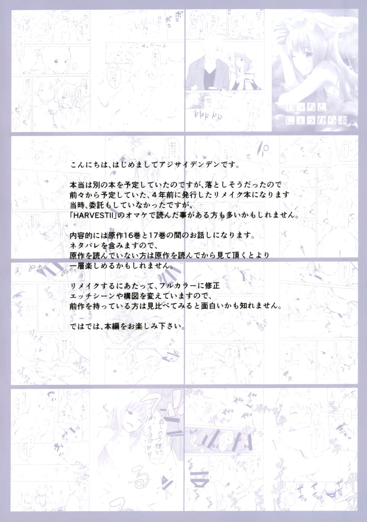 (C89) [Ajisaidenden (Kawakami Rokkaku, Takanashi Rei)] Wacchi to Nyohhira Bon FULL COLOR (Spice and Wolf) [English] [Belldandy100] [Decensored] page 5 full