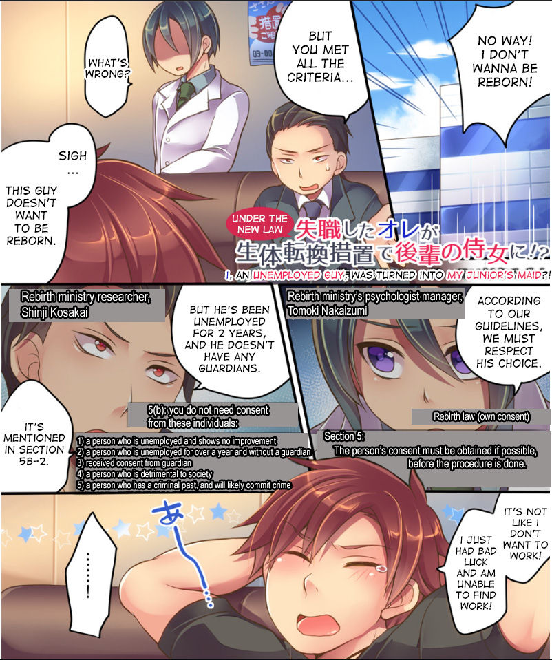 [Ue ni Aru Mikan (Reitou Mikan, Amuai)] Shisshoku Shita Ore ga Seitai Tenkan Sochi de Kouhai no Jijo ni!? [English] [desudesu] page 2 full