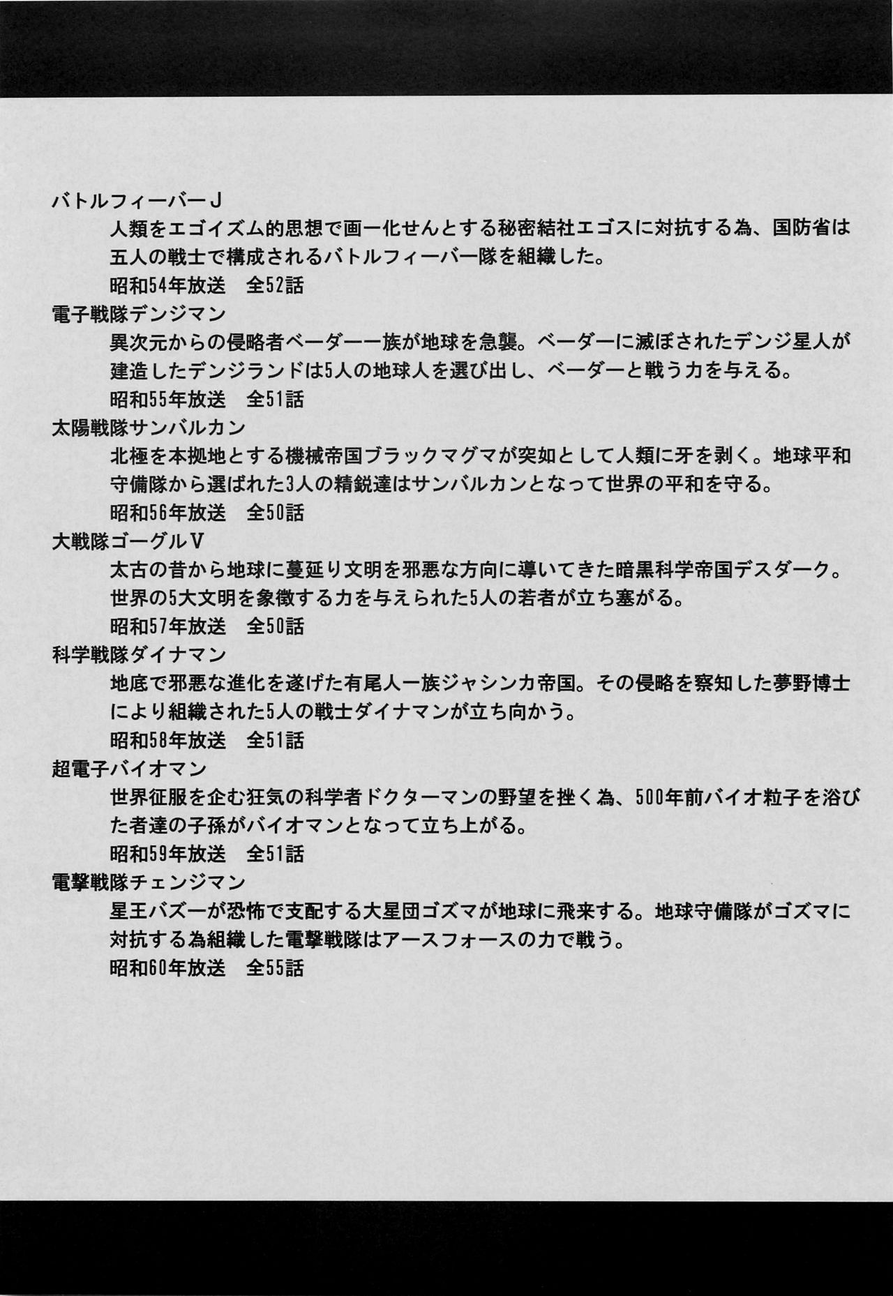 (COMIC1☆13) [Circle Taihei-Tengoku (Horikawa Gorou)] <<Tokusatsu>> Superheroine Sentai 80's page 4 full