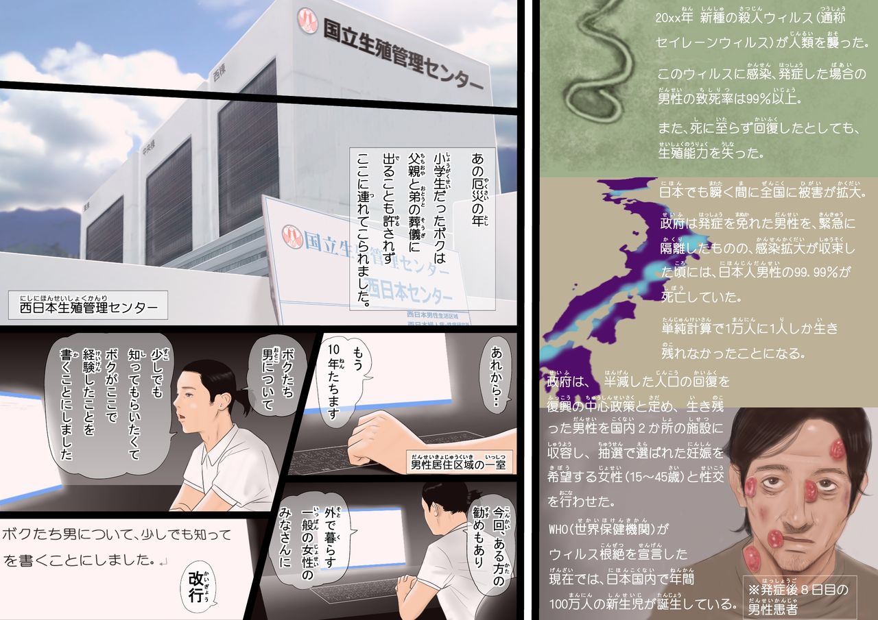 [Iroman] 99.99% no Otoko ga Shimetsu Shita Sekai de Taneuma no You na Seikatsu o Okuru Boku no Monogatari (Zenpen) page 2 full