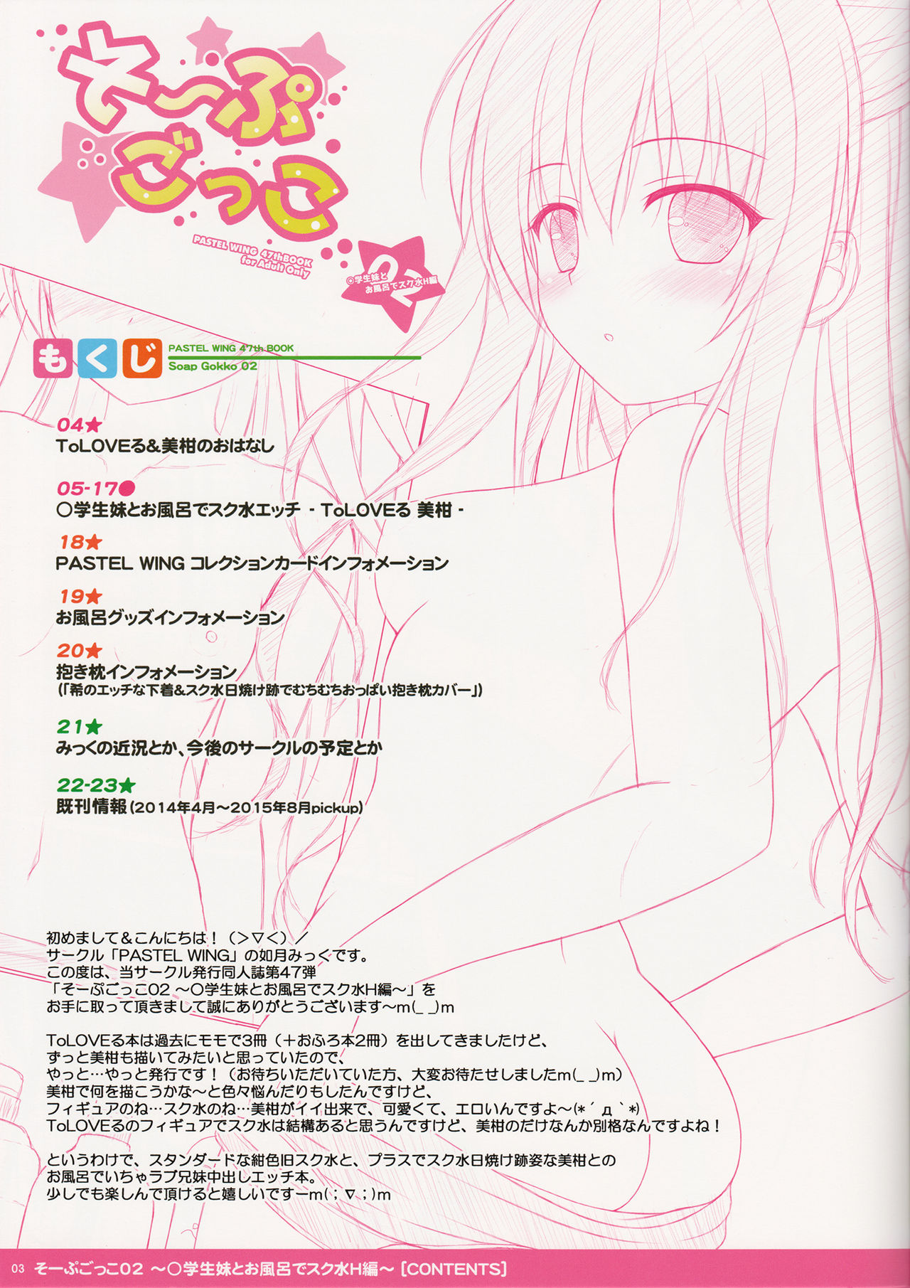 (C89) [PASTEL WING (Kisaragi-MIC)] Soap Gokko 02 ~Shougakusei Imouto to Ofuro de Sukumizu H Hen~ (To LOVE-Ru) page 3 full