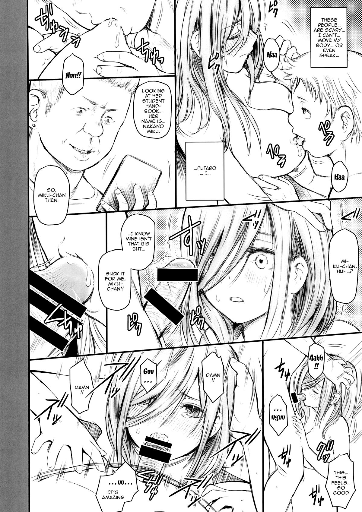 (COMIC1☆15) [ROUND-HOUSE (Kikkawa Ryounei)] Ore to Miku-chan to Kichiku Senpai (Gotoubun no Hanayome) [English] [Doujins.com] page 4 full