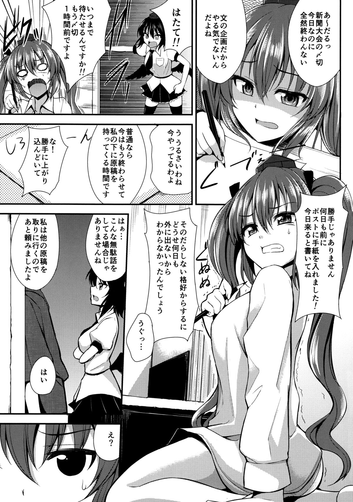 (Reitaisai 10) [p-kan (p no Ji)] Hatate ga Motenai no wa Dou Kangaete mo Hiki Komotteru no ga Warui! (Touhou Project) page 2 full