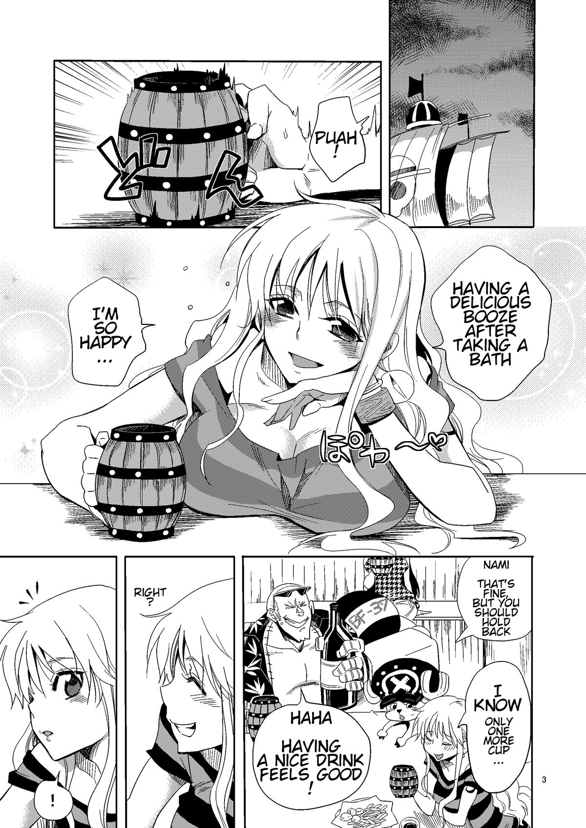 [Kurione-sha (YU-RI)] Senjou no Pink na Yomoyamabanashi | Pink Tales On Board (One Piece) [English] [farfallavendetta] [Digital] page 2 full