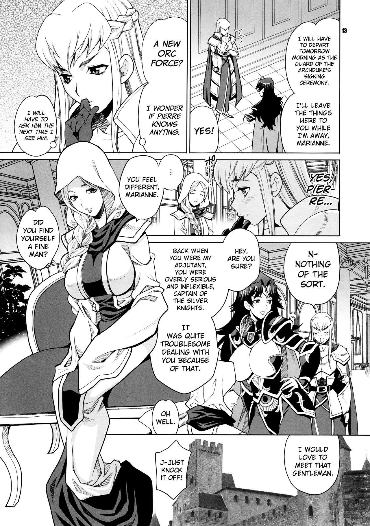 (C90) [Shallot Coco (Yukiyanagi)] Yukiyanagi no Hon 38 Buta to Onnakishi 2 - Onnakishi wa Elf Shounen ga Okiniiri | Female Knight Likes Young Elf Boys [English] [biribiri] page 12 full