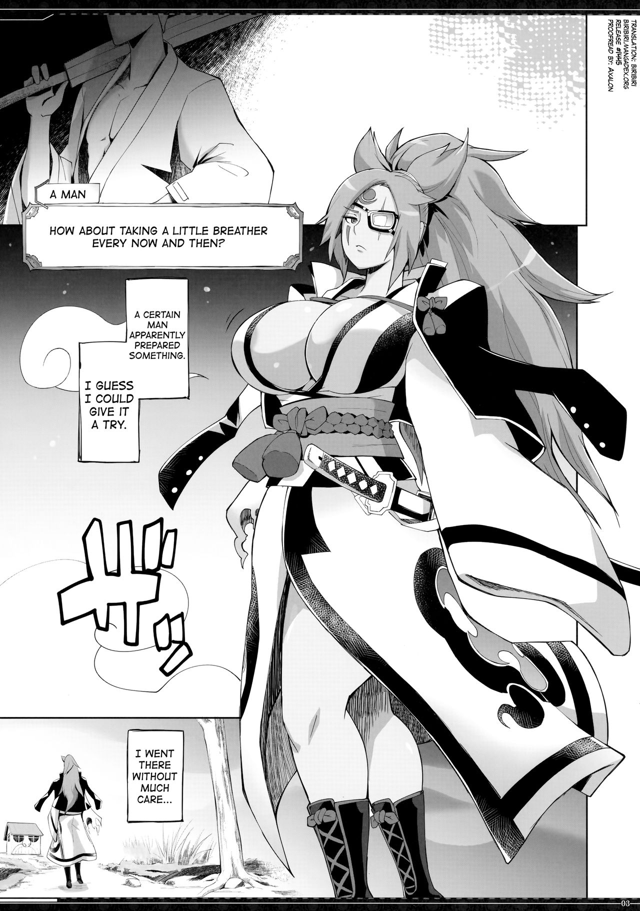 (C92) [YA-ZY (Yunioshi)] Baiken-san no Tatami Otoshi | Baiken-san's Tatami Drop  (Guilty Gear) [English] {biribiri} page 3 full