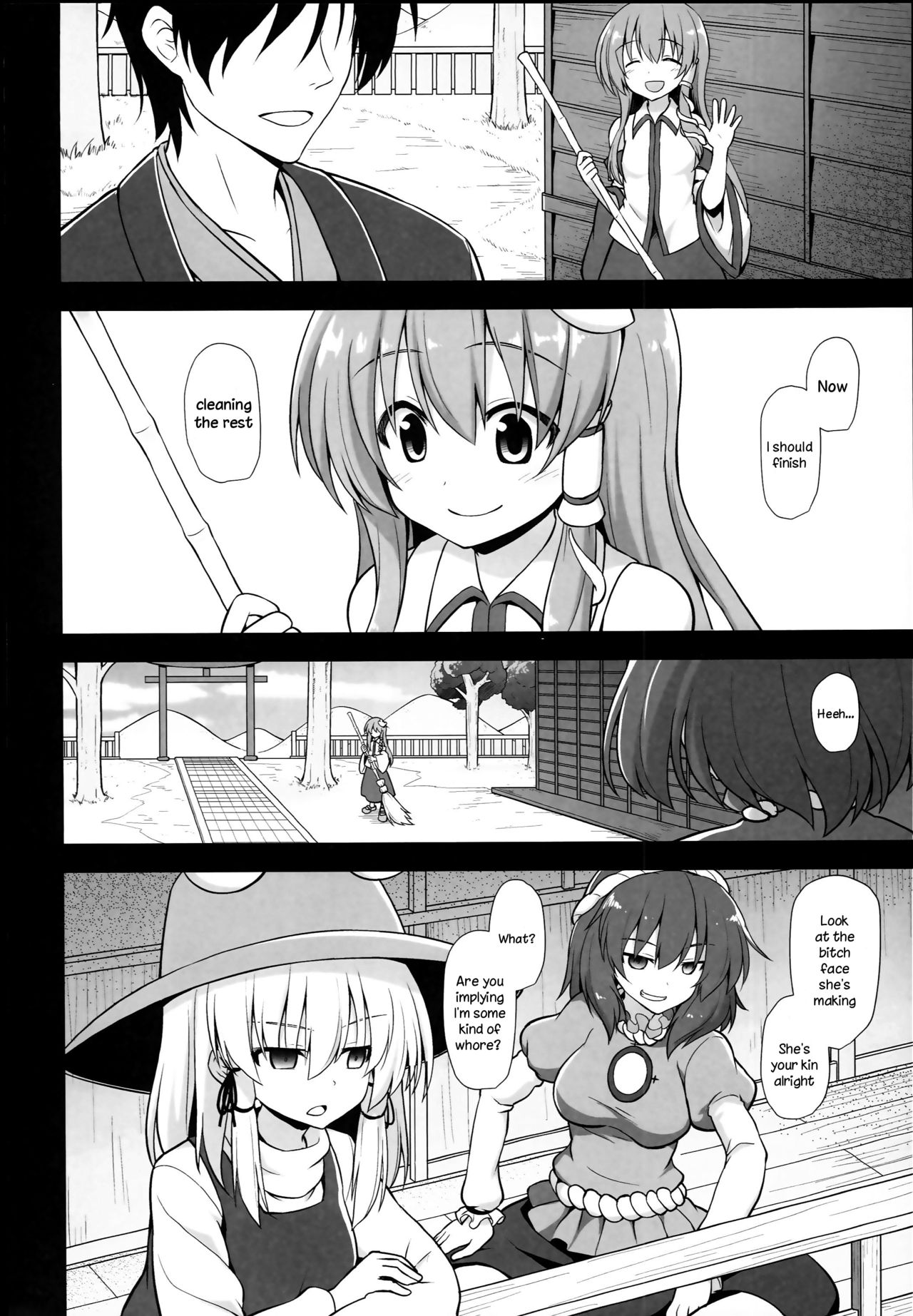 (C93) [Akuten Soushin (Kokutou Nikke)] Shinkou no Tame ni Sanae-san ga Shokushu de Muriyari Kaihatsu Sareru Moriya Jinja (Touhou Project) [English] [TreePerception] page 4 full