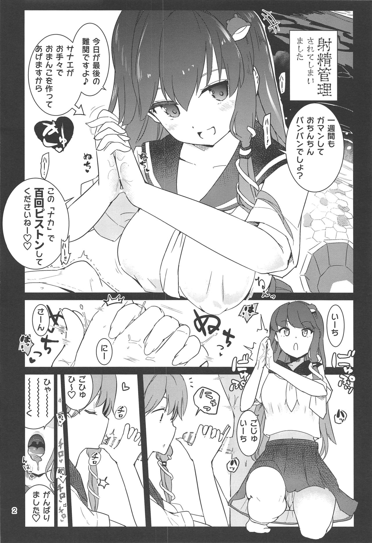 (Moriya Jinja Reitaisai 9) [Honoji (Puuakachan)] Sanae-shiki Shasei Kanri Initiation 2 (Touhou Project) page 3 full