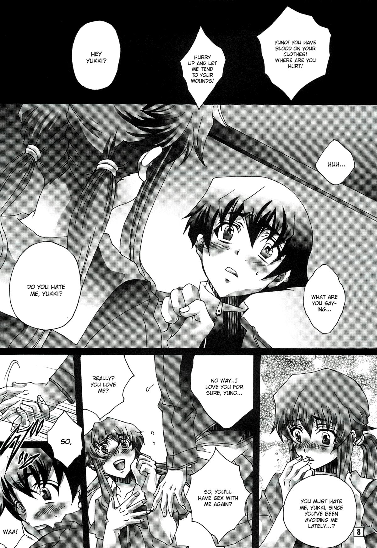 (C81) [Raijinoh (Yuuki Haruka)] Ai wo Shinji Utagawanai Koto (Mirai Nikki) [English] [CGrascal] page 7 full