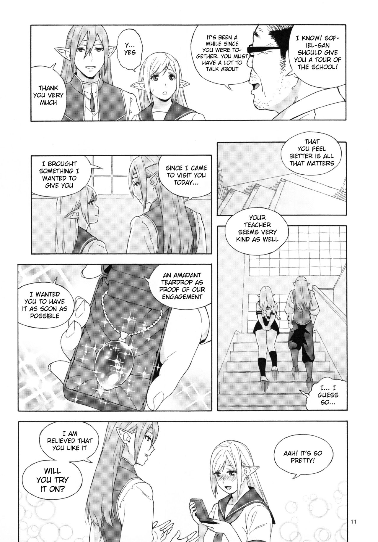 (C90) [666PROTECT (Jingrock)] Tenkousei JK Elf 2 -Kegasareta Konyaku no Akashi- [English] {doujins.com} page 10 full