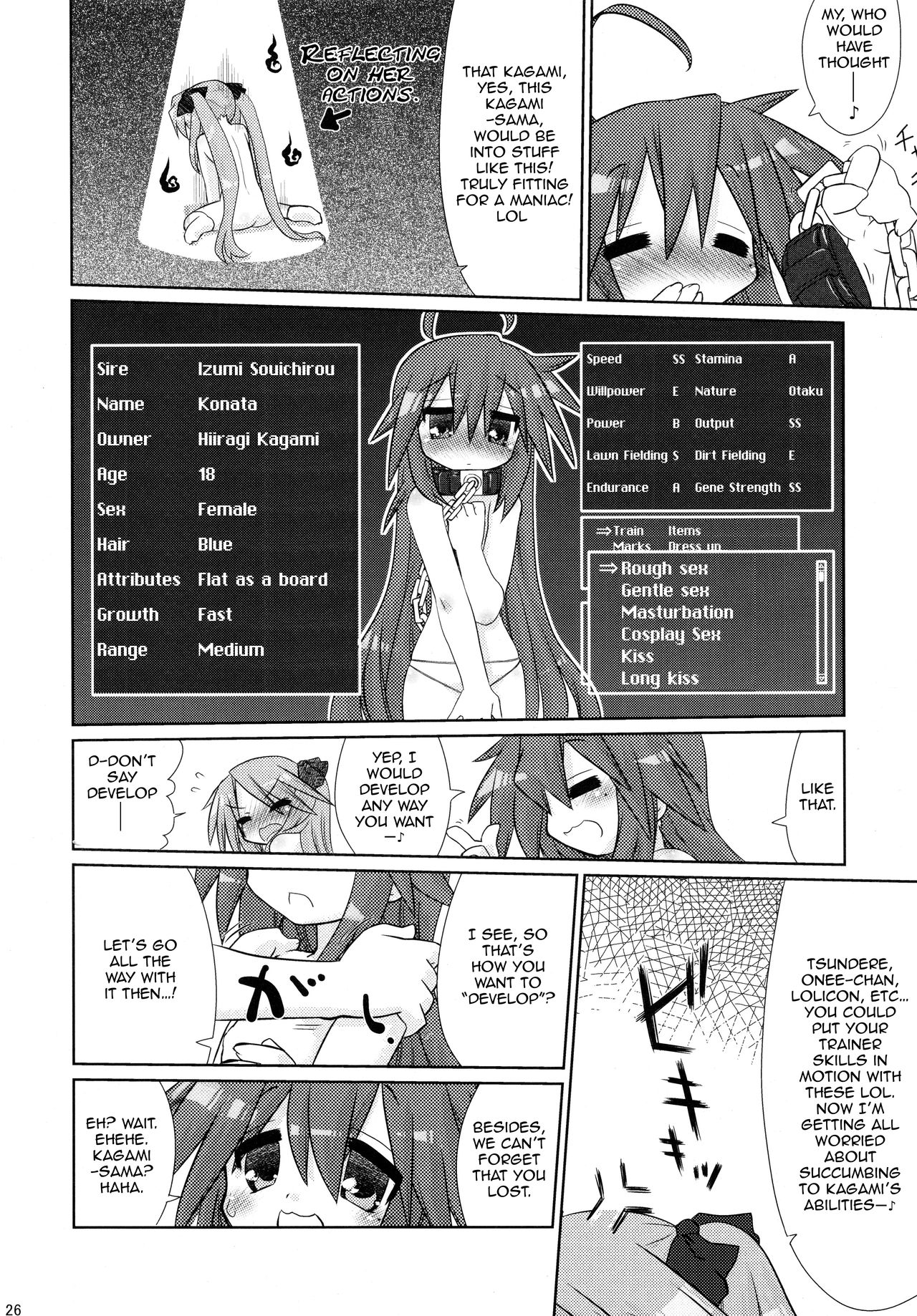 (C77) [CELTRANCE (Kogaku Kazuya)] Ijiwaru Kagami. Ijirare Konata. | Meanie Kagami. Teased Konata. (Lucky Star) [English] [The Chrysanthemum Translations] page 26 full