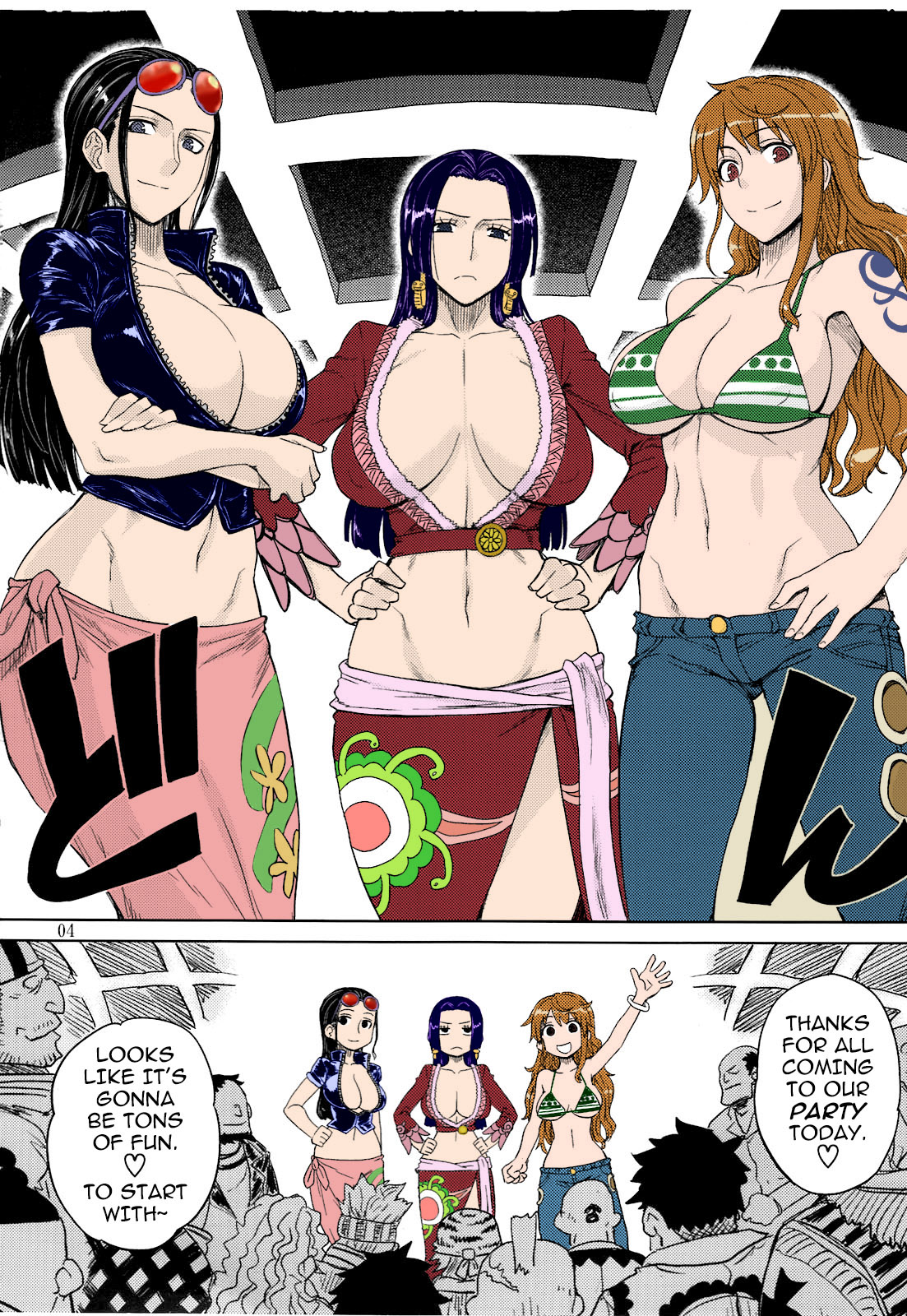 (C81) [Choujikuu Yousai Kachuusha (Denki Shougun)] MEROMERO GIRLS NEW WORLD (One Piece) [English] [darknight] [Decensored] [Colorized] page 3 full