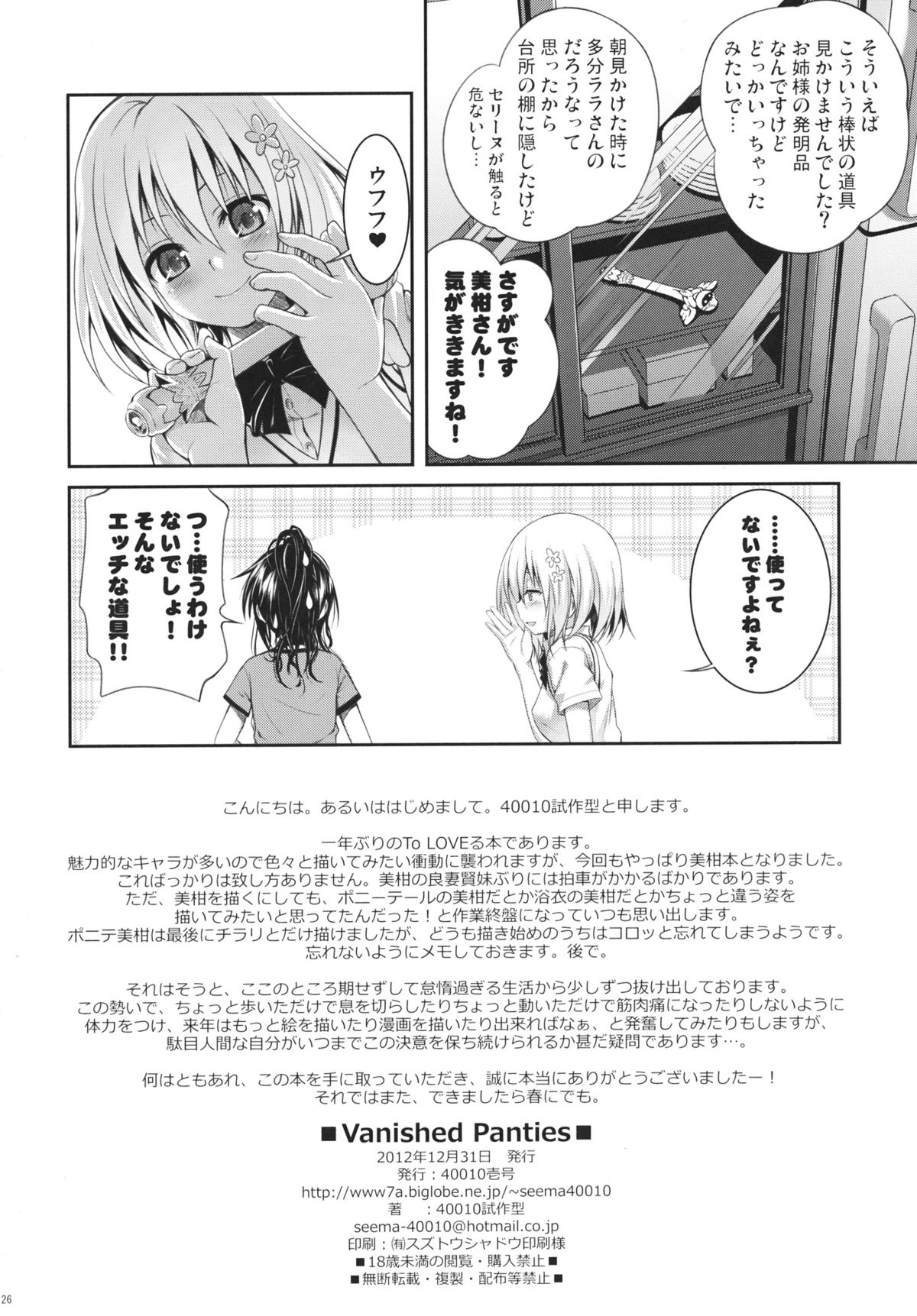 (C83) [40010 1-GO (40010 Shisakugata)] Vanished Panties (To LOVE-Ru) page 26 full