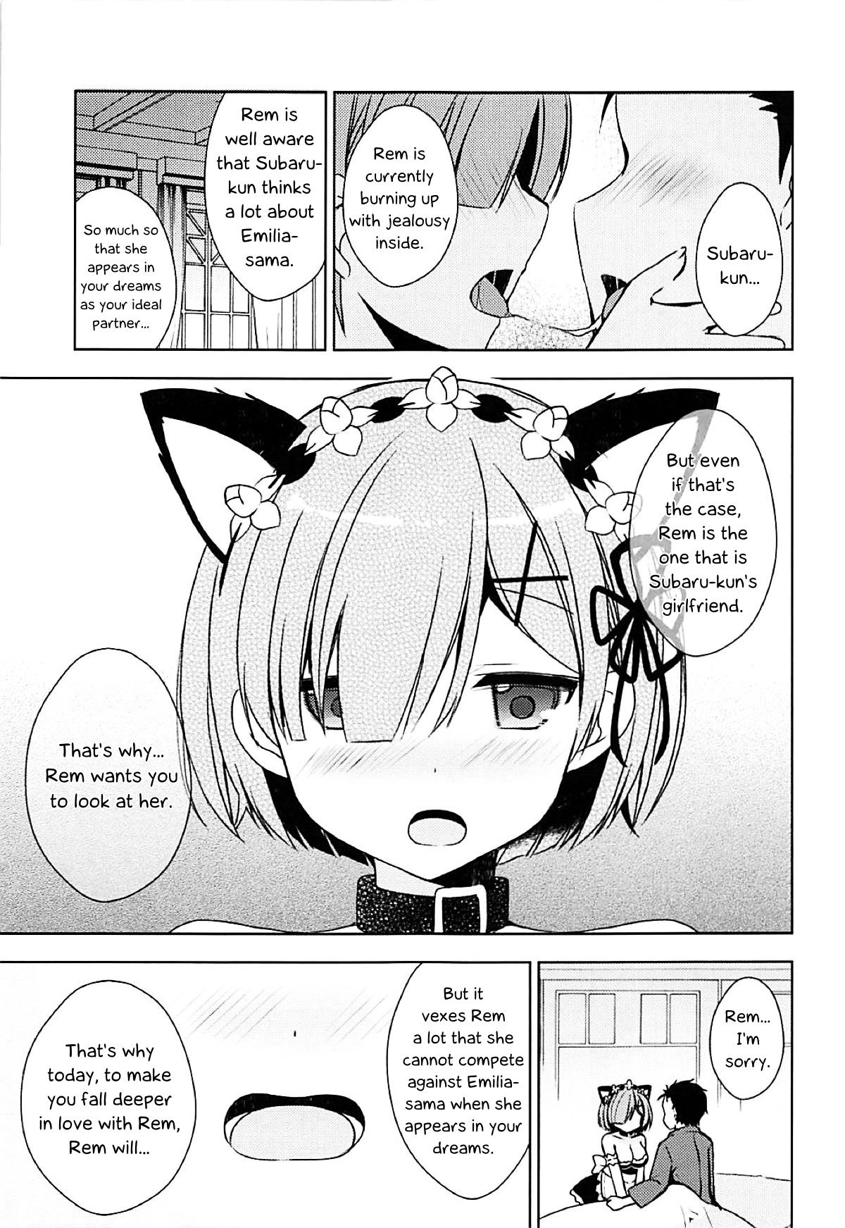 (C93) [moriQ (Mori Airi)] Shall I make Rem-nyan go Nyan Nyan? | Rem-nyan to Nyannyan Suru? (Re:Zero kara Hajimeru Isekai Seikatsu) [English] [EHCOVE] page 8 full