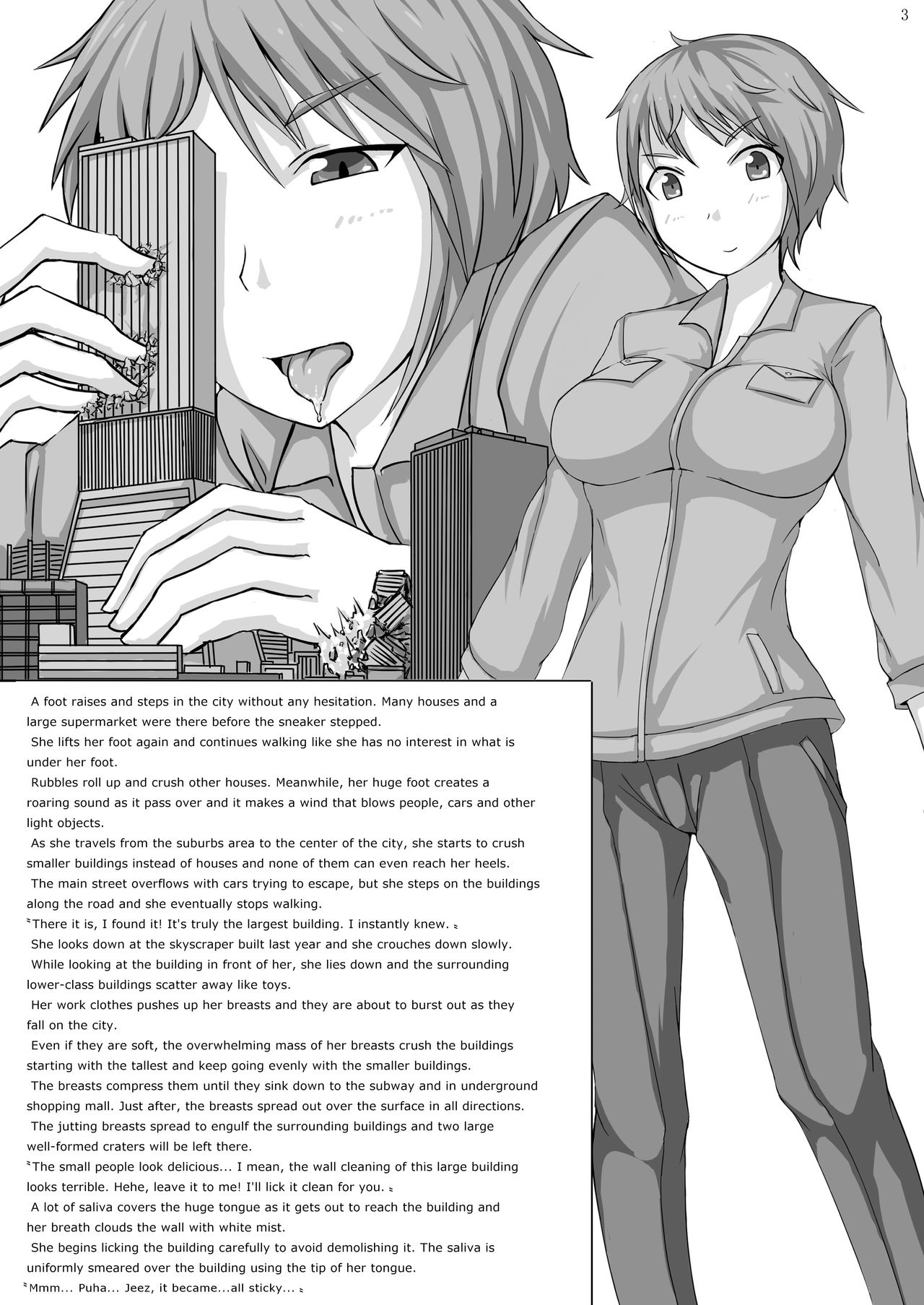 [Ochikonium (Ochiko Terada)] Kyo Onna Janee Kyodai Musume da! | Not Big Girl, It's Giantess! [English] {ydnkm} [Digital] page 3 full