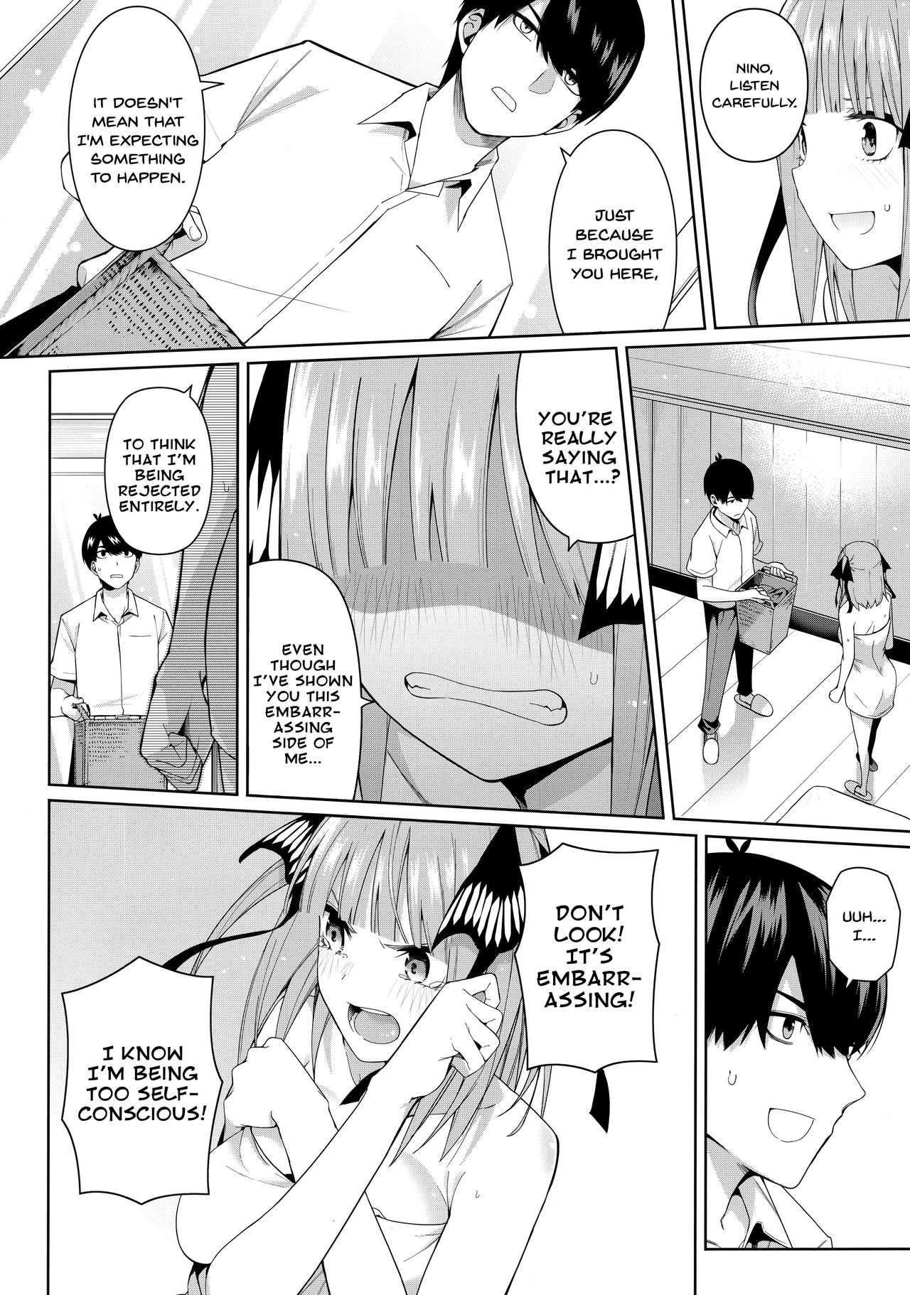 (C97) [Bad Mushrooms (Chicke III, 4why)] Nibun no Yuudou | Half Seduction (Gotoubun no Hanayome) [English] page 13 full