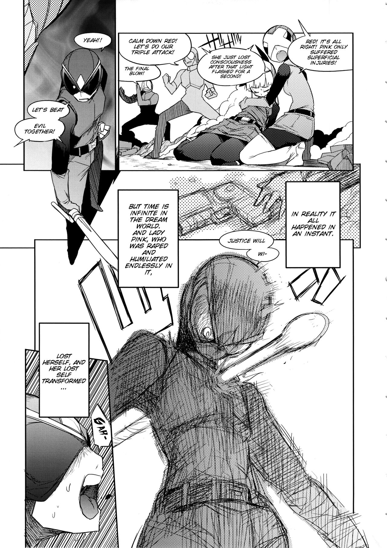 (C85) [Naitou2 (F4U)] the Pink - Tokusatsu Heroine Tsukamaeta!!! part B [English] [SMDC] page 21 full