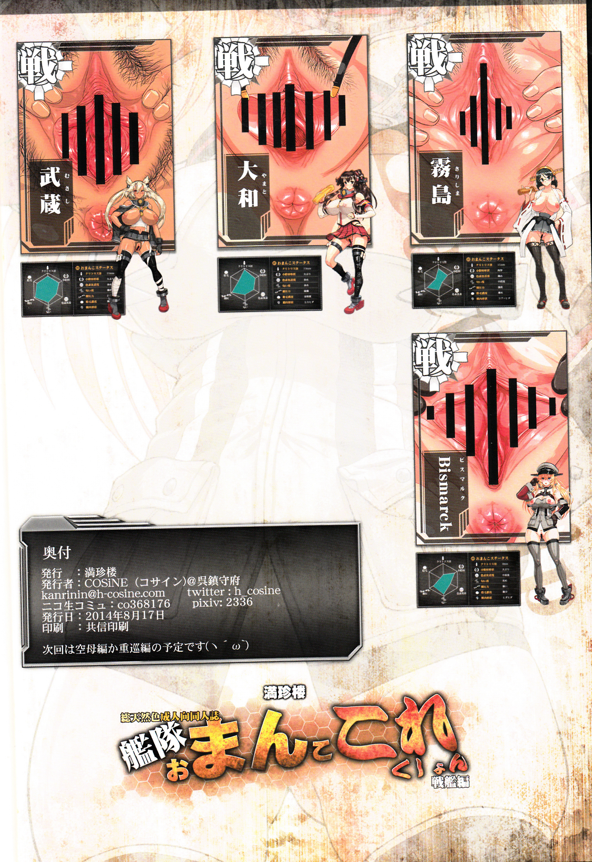 (C86) [Man Chin Low (COSiNE)] Kantai Omanko Collection Senkan Hen (Kantai Collection -KanColle-) [Chinese] [緈红个人汉化] page 19 full