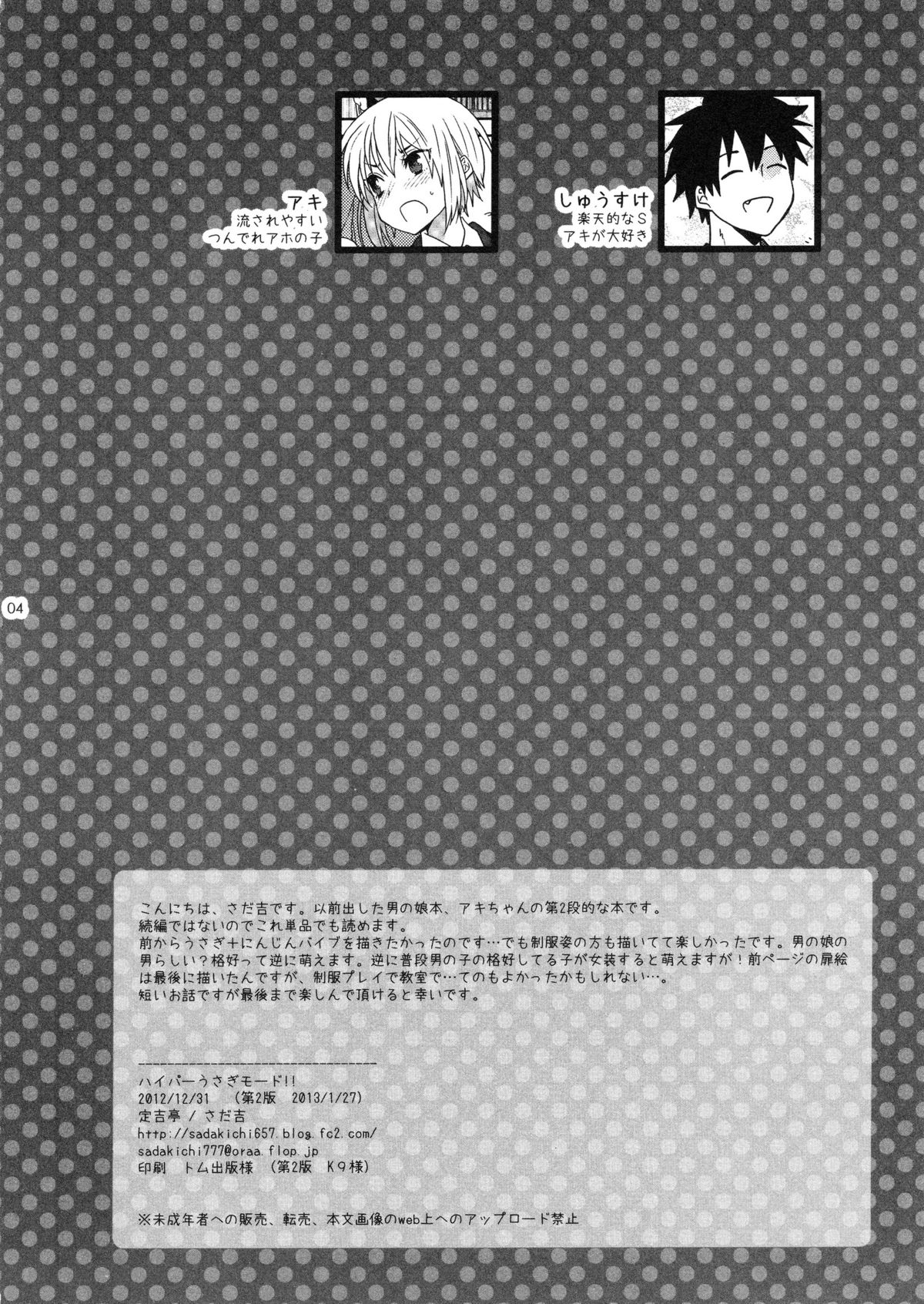(C83) [Sadakichi-tei (Sadakichi)] Hyper Usagi Mode!! page 3 full