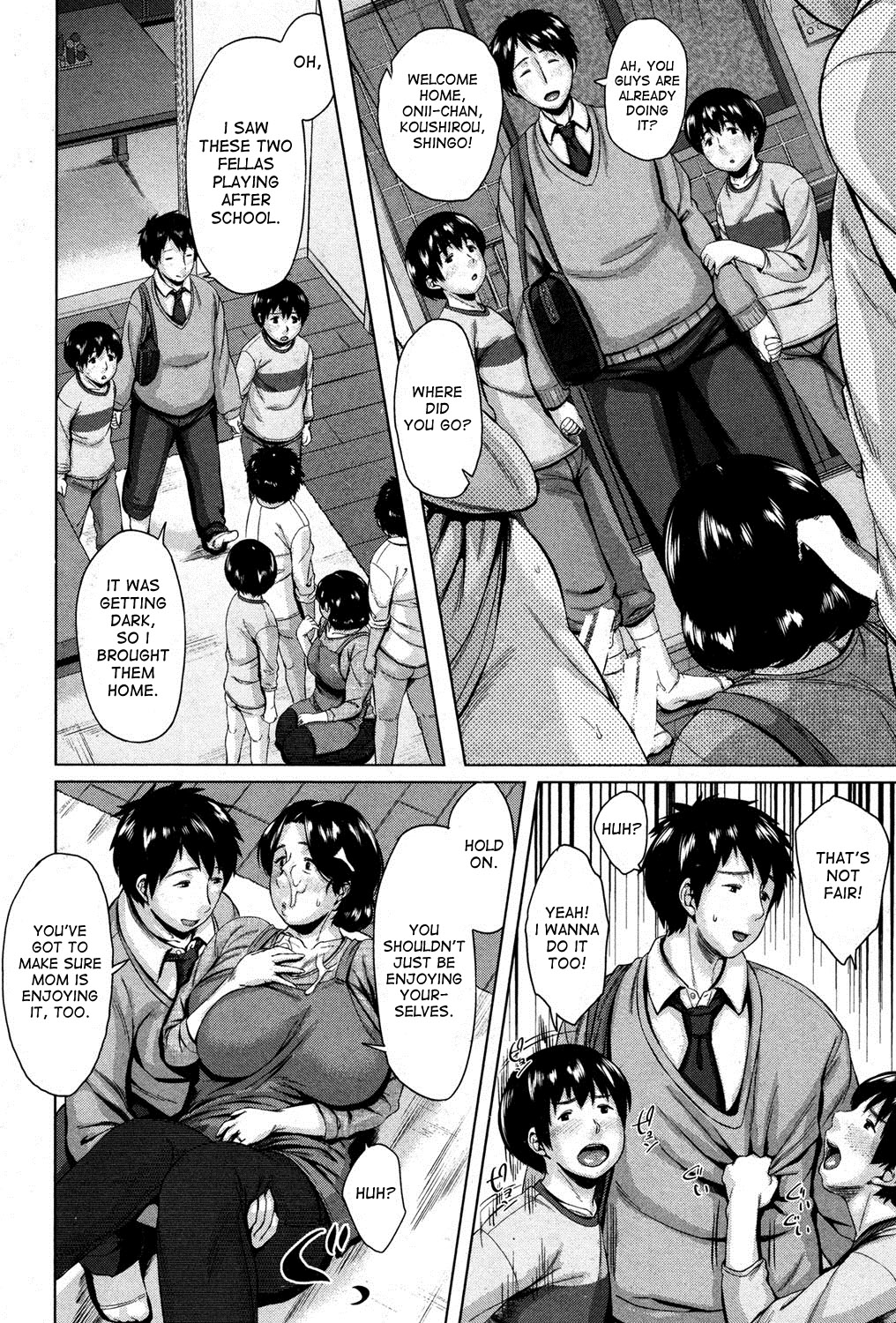 [Jitsuma] Boshishishishishishi Soukan | Mom x 6 Children Adultery (COMIC MILF 2014-08 Vol. 19) [English] [desudesu] [Digital] page 12 full