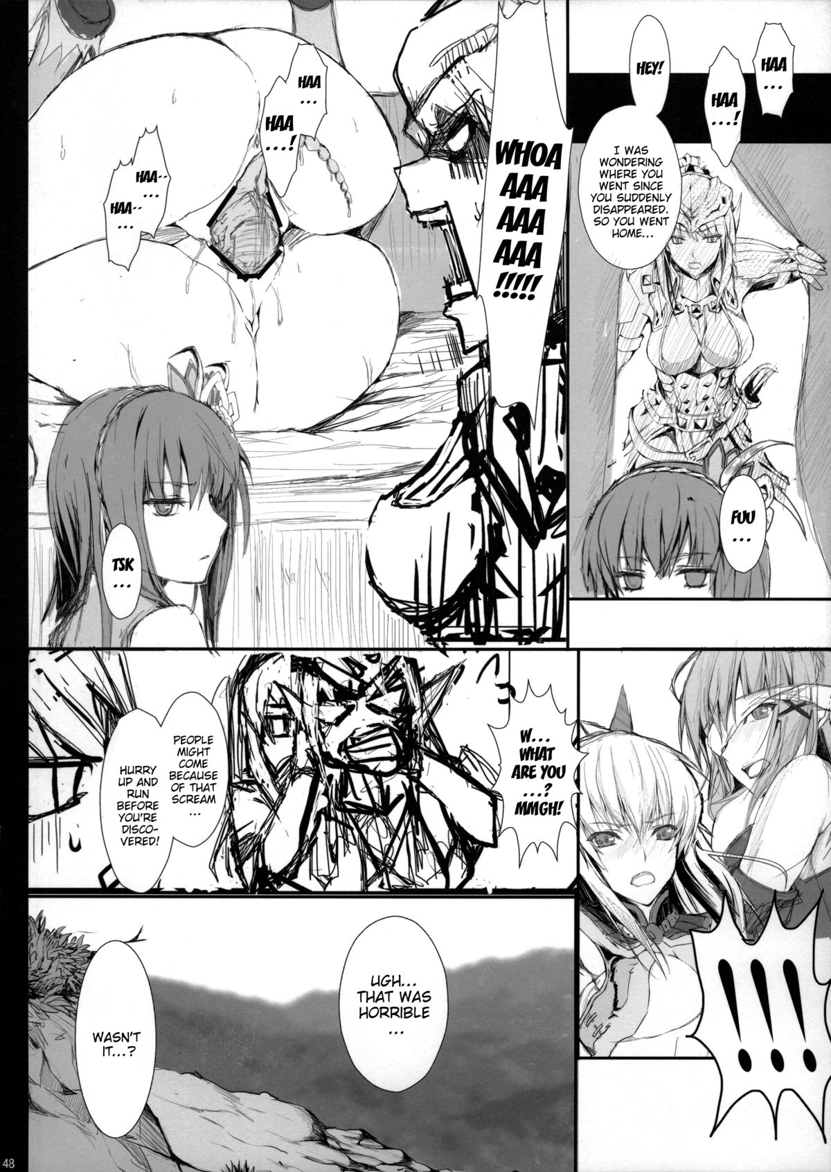 (C83) [UDON-YA (Kizuki Aruchu, ZAN)] Monhan no Erohon 14 (Monster Hunter) [English] {doujin-moe} page 46 full