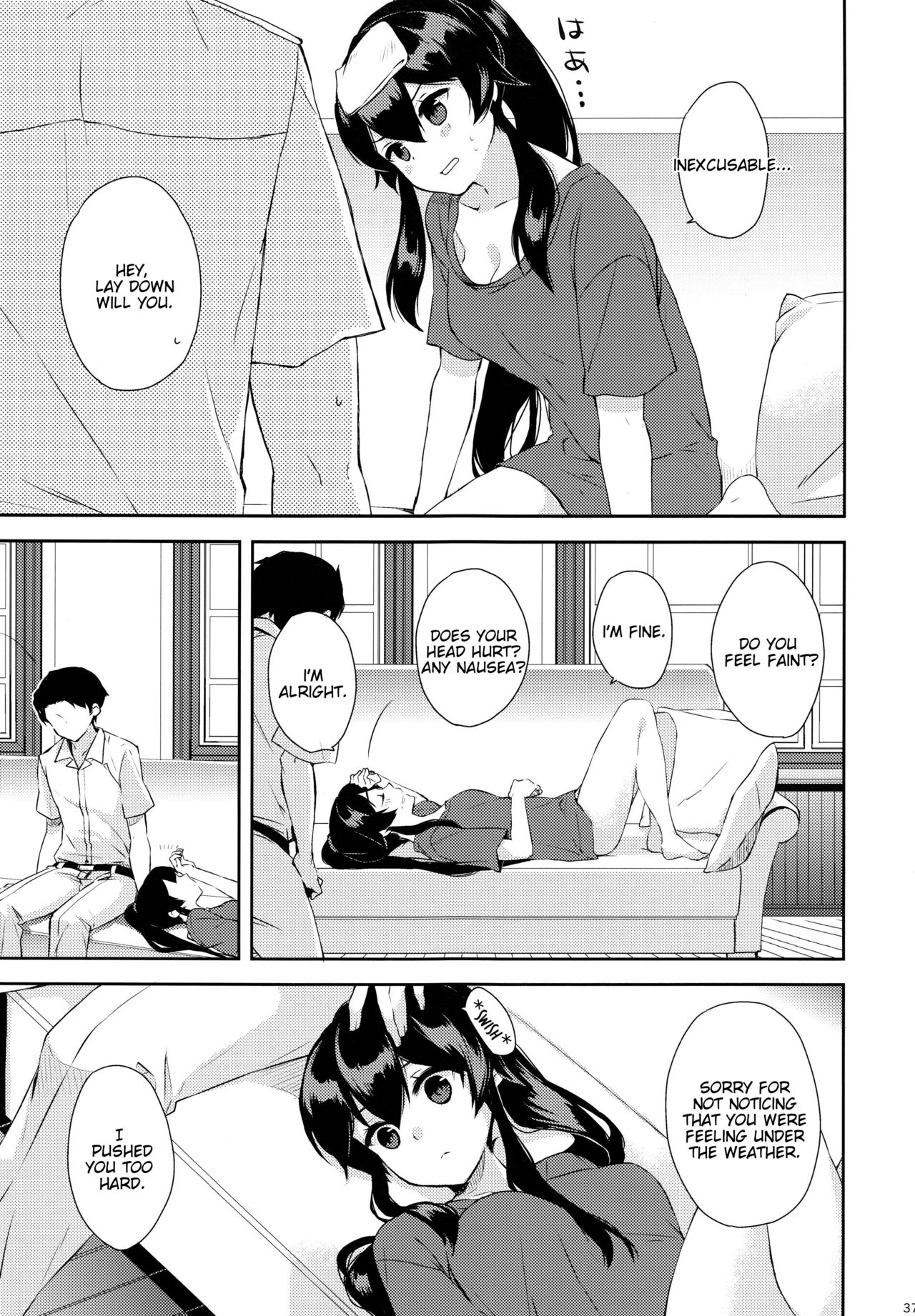 (Houraigekisen! Yo-i! 25Senme) [Rosapersica (Ichinomiya)] Yoru Yahagi ~Teitoku to Himitsu no Sofa Jouji~ (Kantai Collection -KanColle-) [English] [Constantly] page 36 full