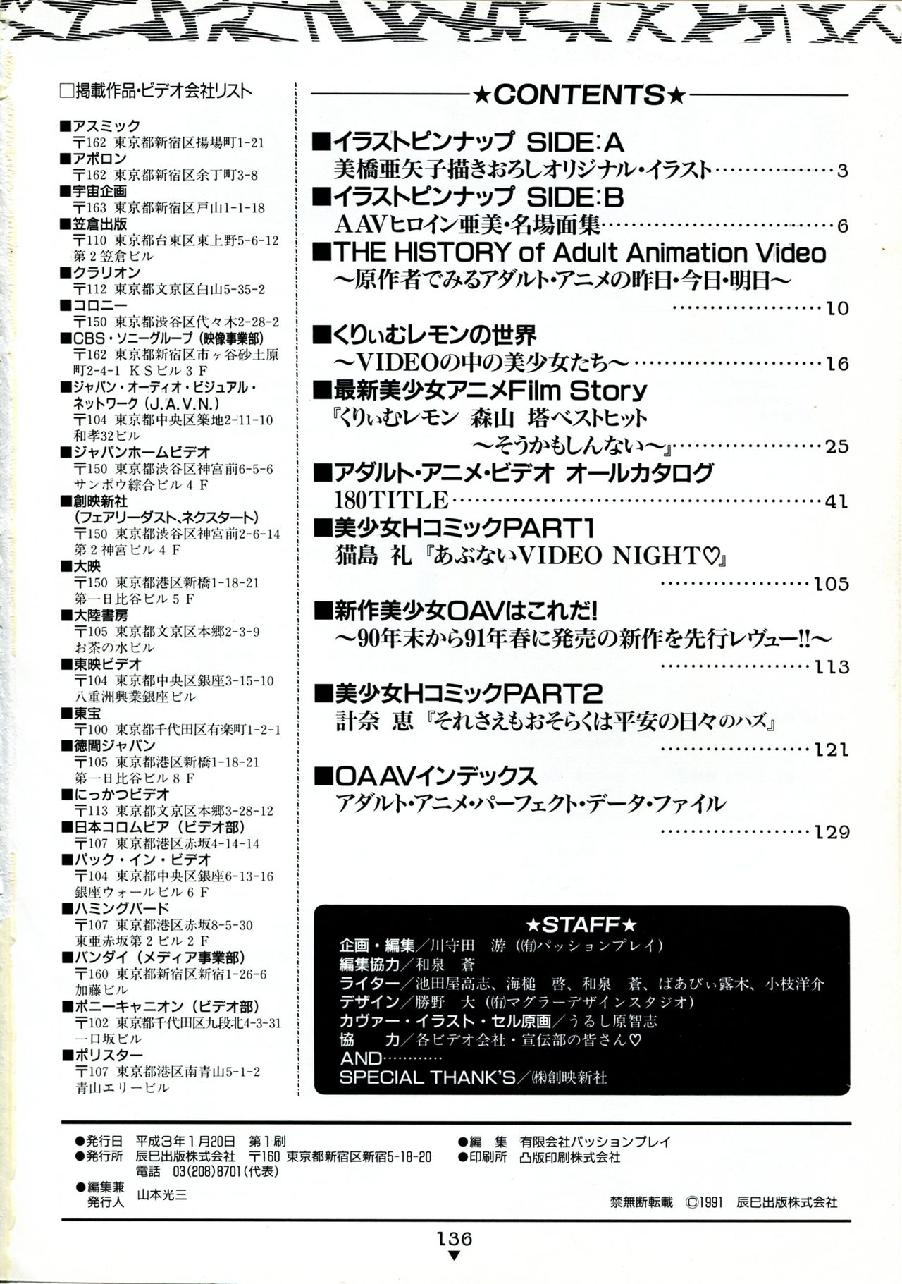 Bishoujo Anime Daizenshuu - Adult Animation Video Catalog 1991 page 132 full