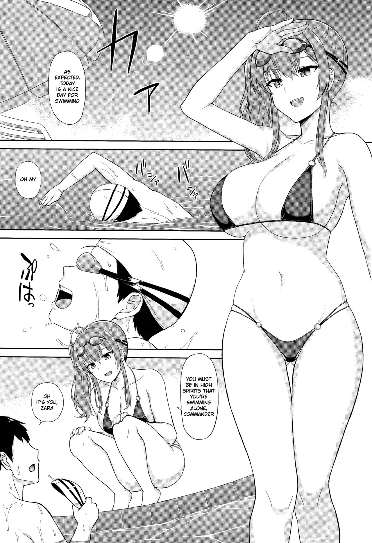 (C97) [Kaki no Tane (Summer)] Zara to Miwaku no Poolside | Zara and Poolside Charm (Azur Lane) [English] [HikkiDays] page 2 full