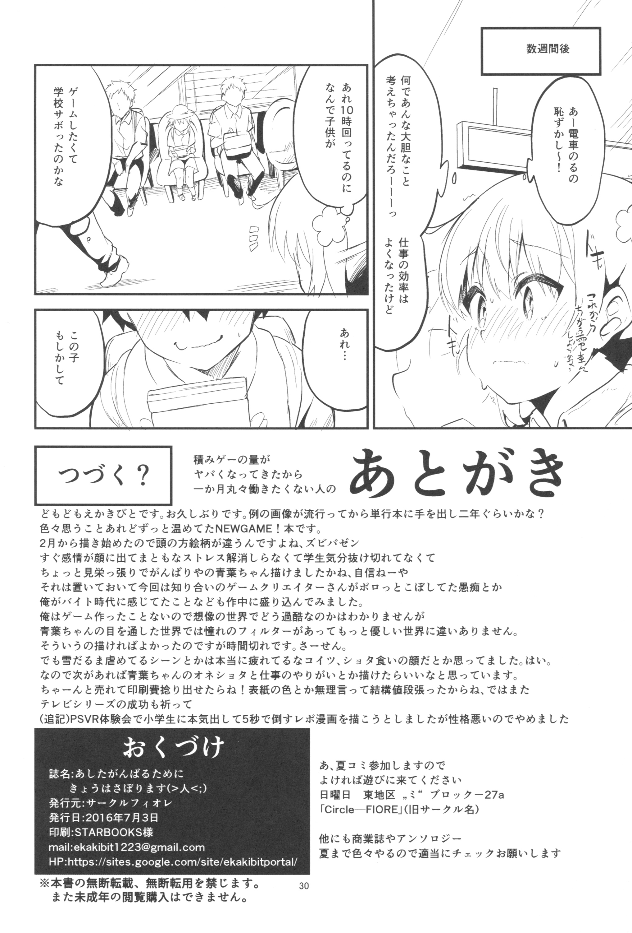 (SC2016 Summer) [Circle-FIORE (Ekakibit)] Ashita Ganbaru Tame ni Kyou wa Saborimasu (>人<;) (NEW GAME!) page 29 full