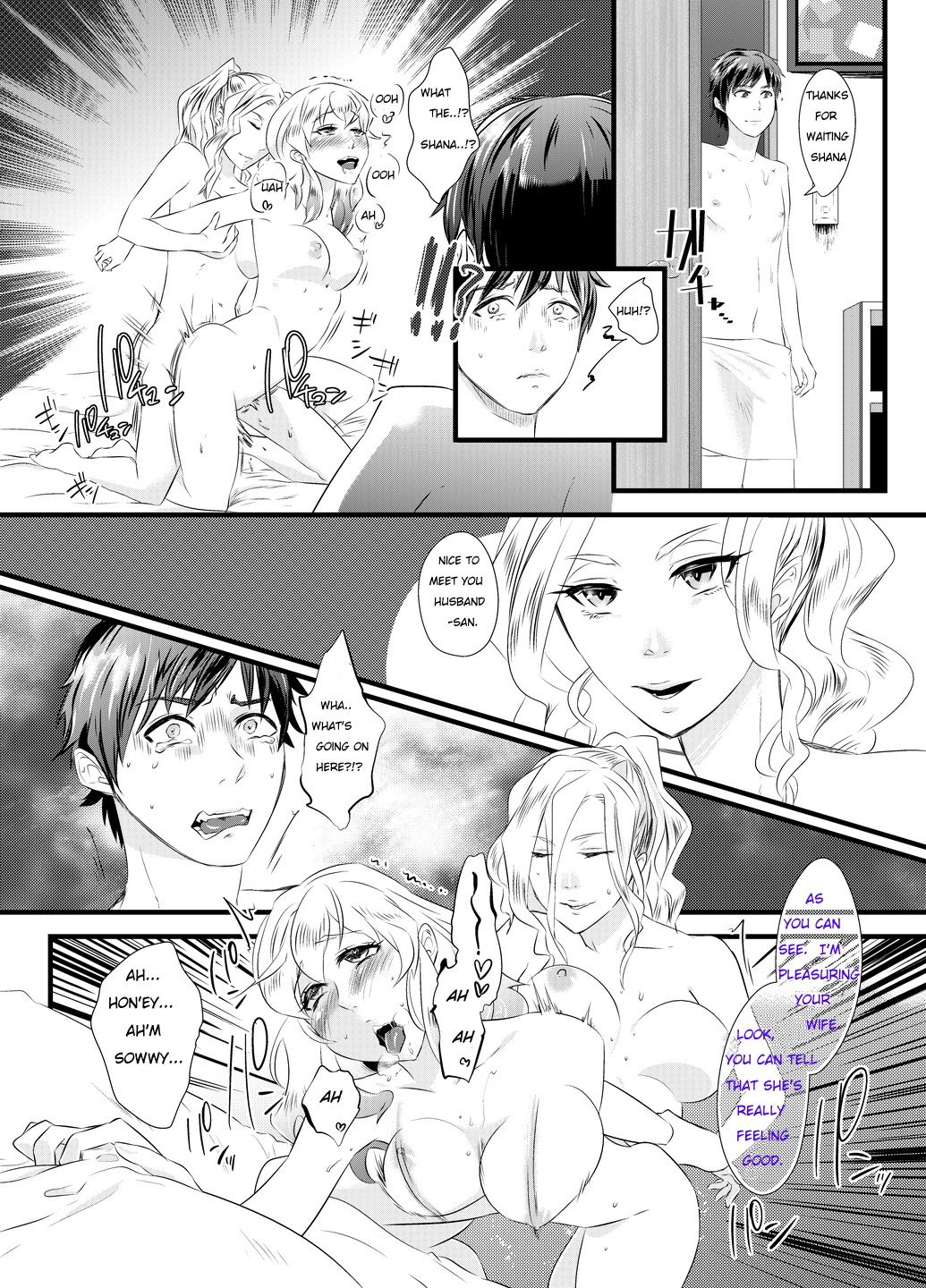 [Chijoku An] Immoral Yuri Heaven ~The Husband is made female and trained while his wife is bed by a woman~ [English] page 5 full