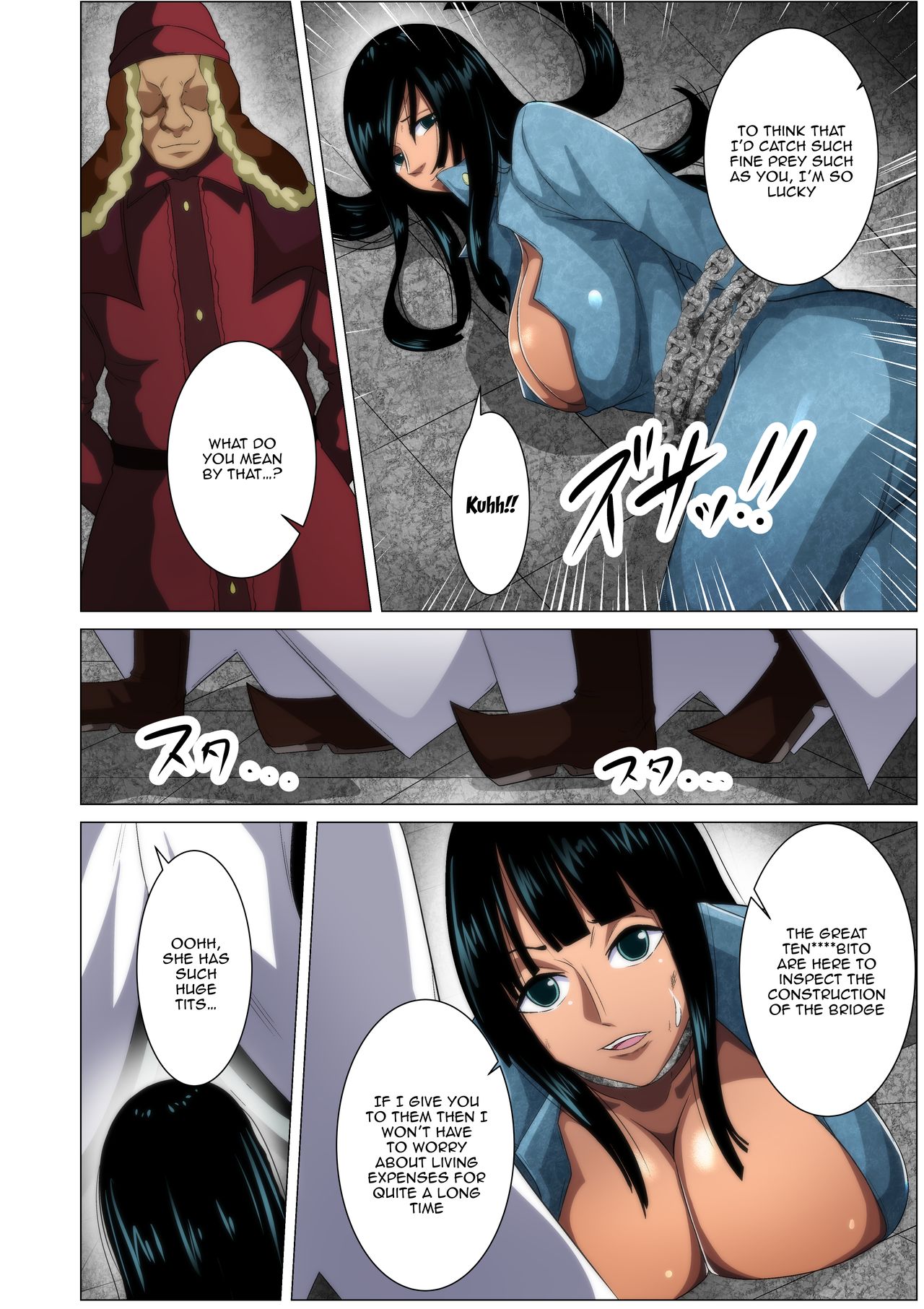 [Q Doujin] Torawareta Bakunyuu Kaizoku no Matsuro | The Fate Of The Captured Big Breasted Pirate (One Piece) [English] {Doujins.com} page 4 full