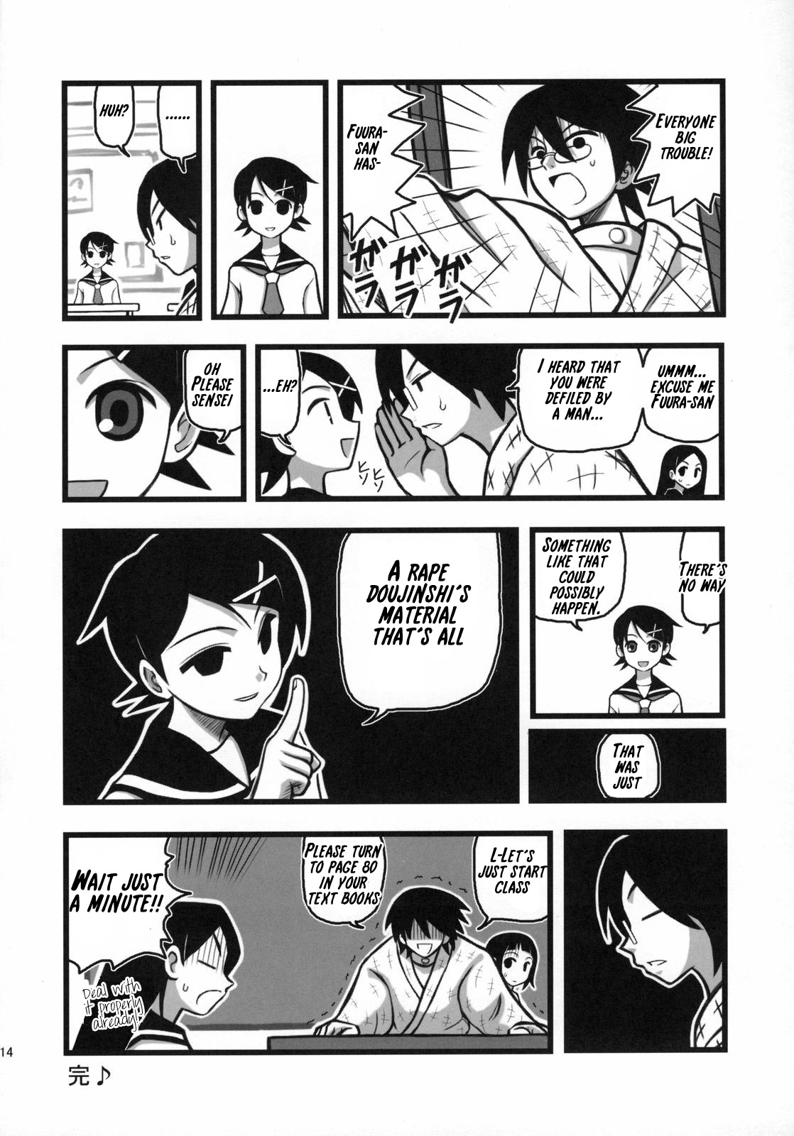 (CT11) [Daitoutaku (Nabeshima Mike)] Ryoujoku Fuura Kafuka no Zetsubou (Sayonara Zetsubou Sensei) [English] [Kamikakushi] page 13 full